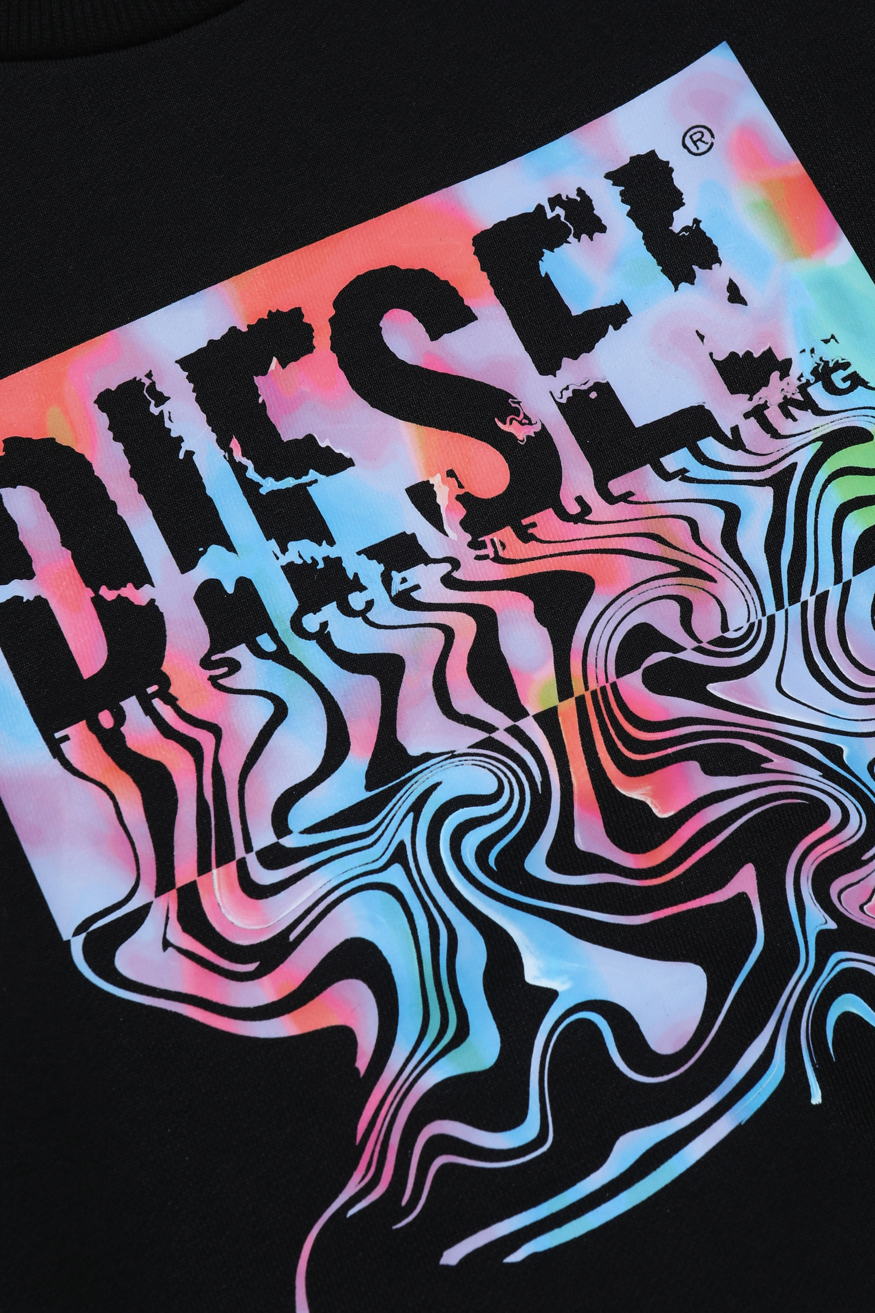 Diesel - SCOM OVER, Unisex's Sweatshirt with fluid Diesel print in Black - 3