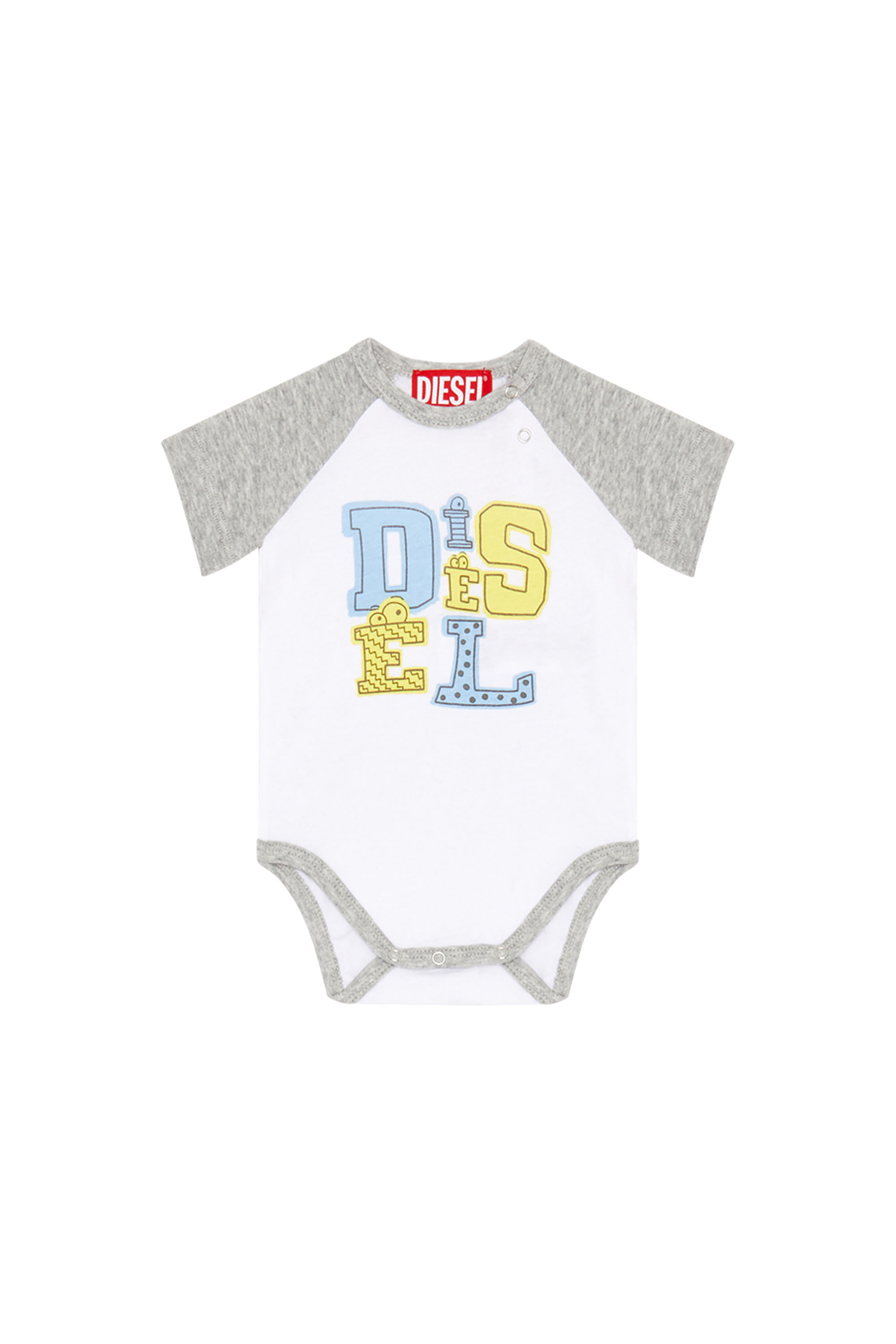 Diesel - UMPLA-NB, Unisex's Bodysuit with Diesel graphic in White/Grey - 1