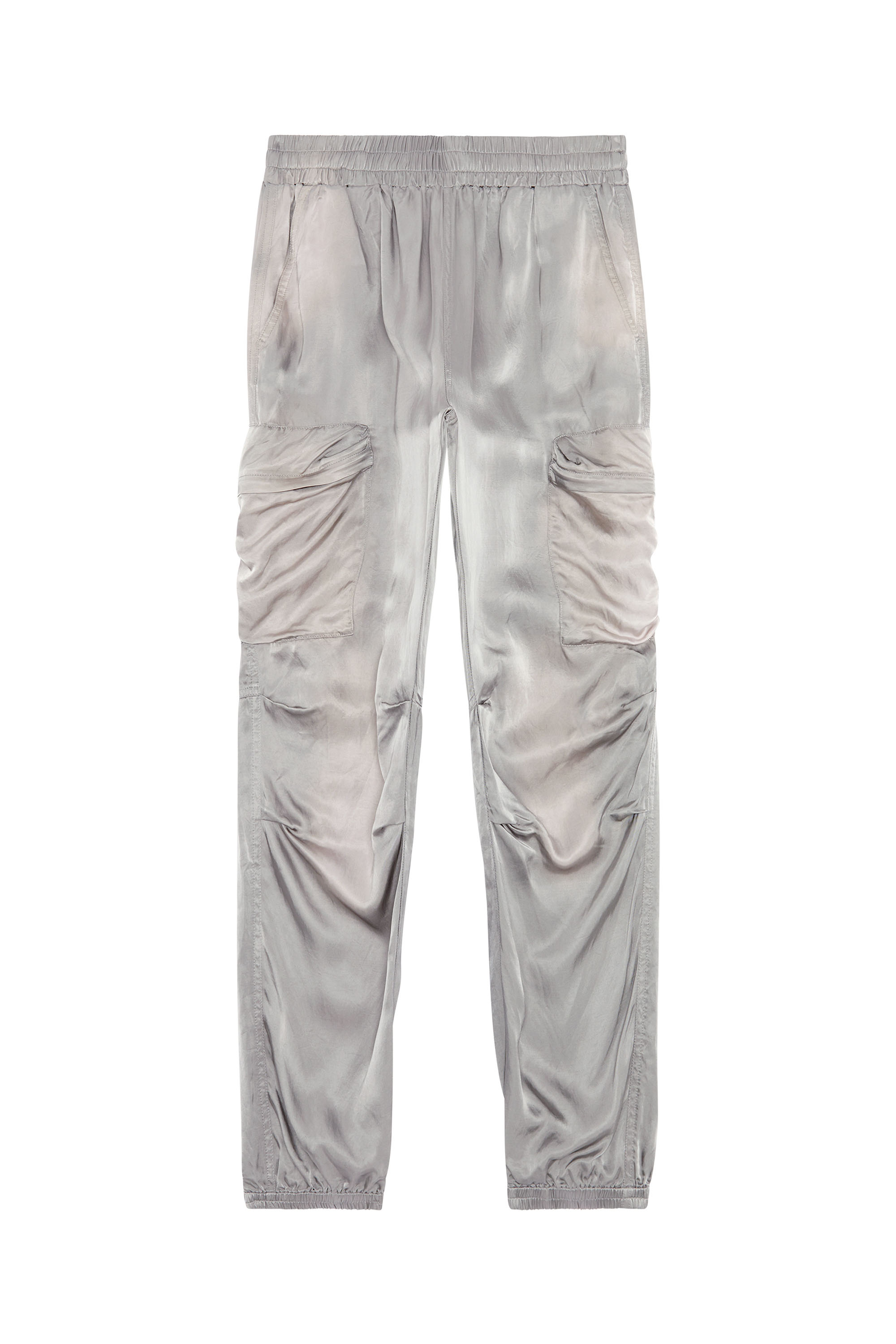 Diesel - P-MIROW-N1, Woman's Cargo pants in treated satin in Grey - 3