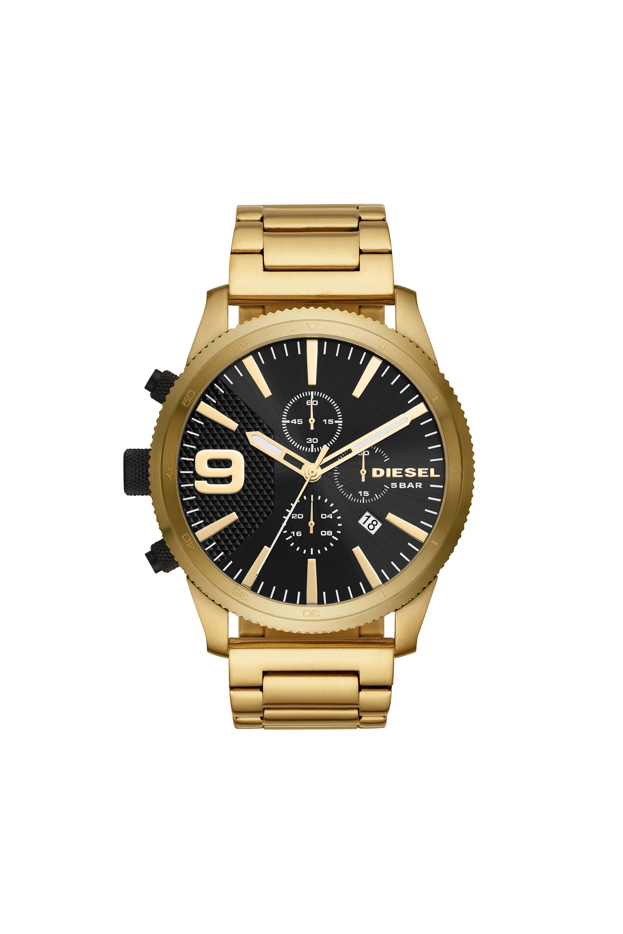 Diesel - DZ4488, Man's Rasp Chrono chronograph gold-tone stainless steel watch in Gold/Black - 1