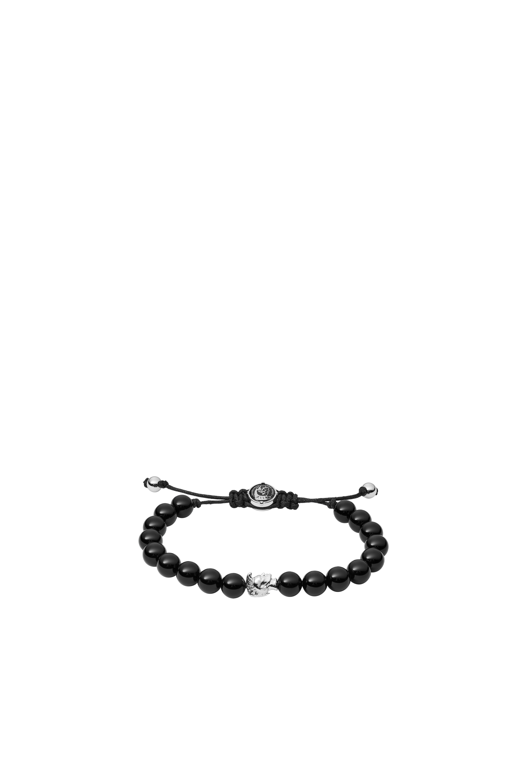 Diesel - BRACELET 1070, Man's Agate beads bracelet with slider clasp in Black - 1