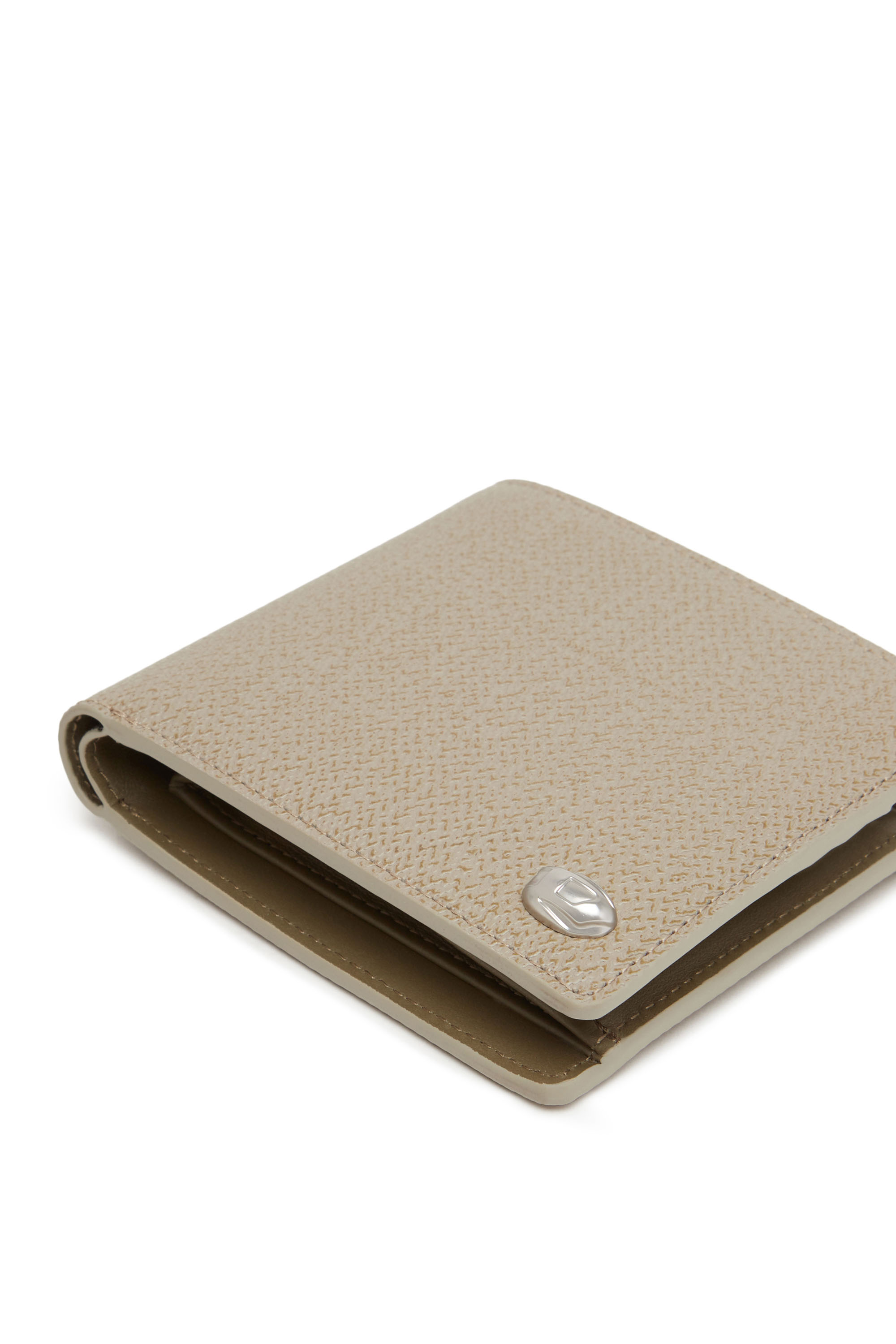 Diesel - BI-FOLD COIN S 3D, Man's Bi-fold wallet in textured leather in Light Brown - 4