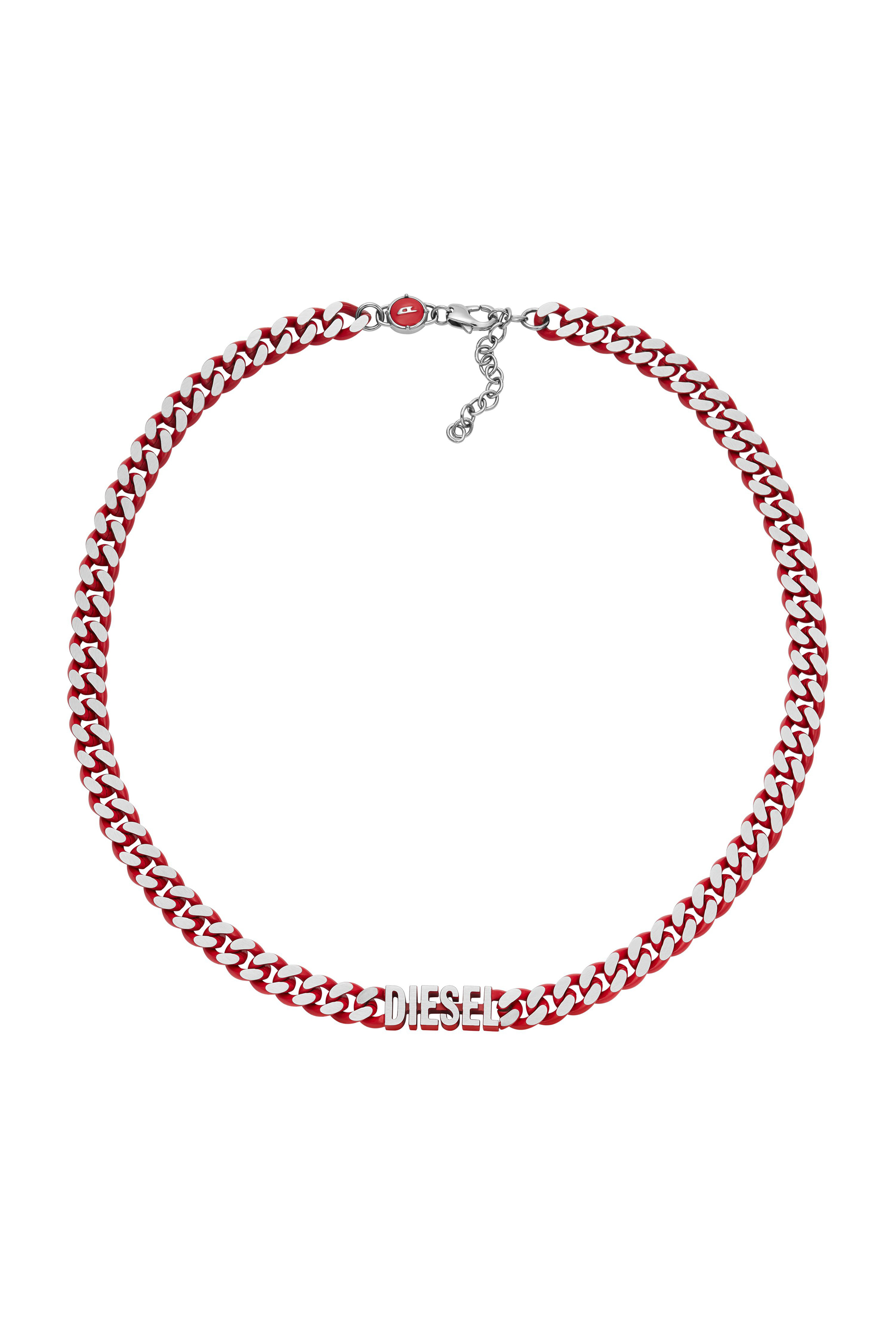 Diesel - DX1416, Unisex's Red Stainless Steel Choker Necklace in Red/Grey - 2