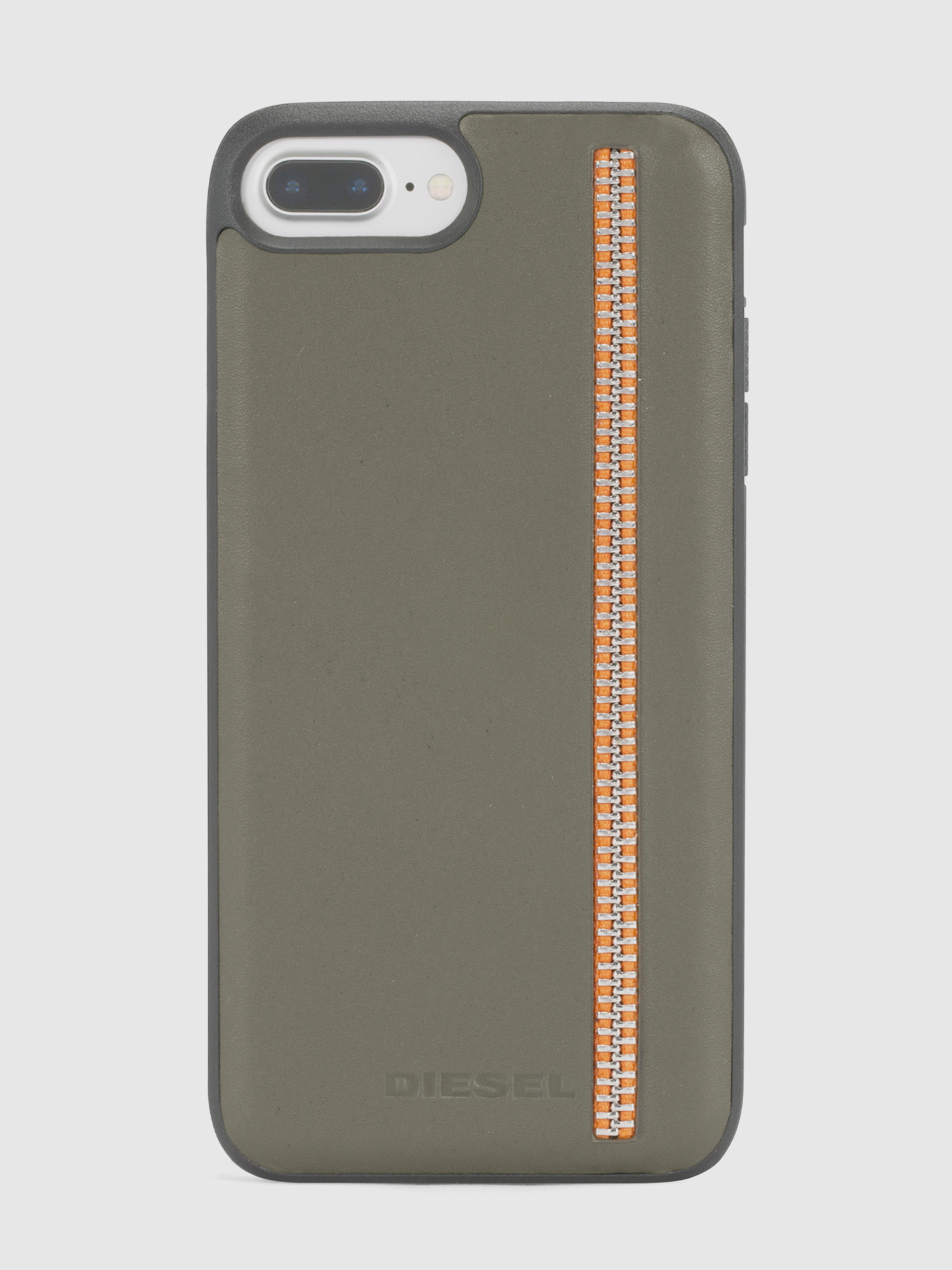 Diesel - ZIP OLIVE LEATHER IPHONE 8 PLUS/7 PLUS/6s PLUS/6 PLUS CASE, Unisex's Zip olive case, iPhone 8 Plus/7 Plus/6s Plus/6 Plus in Olive Green - 2