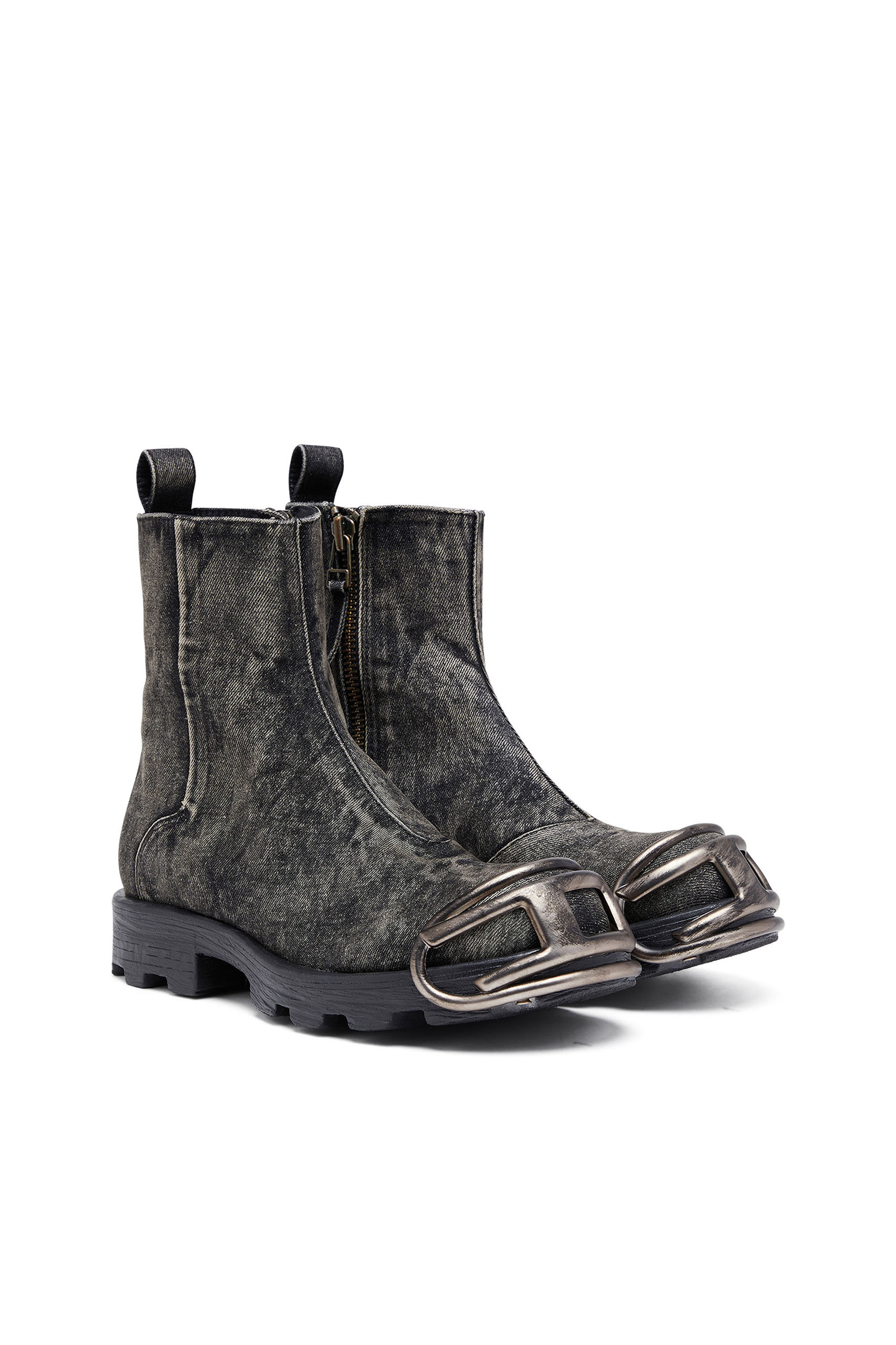Diesel - D-HAMMER BT ZIP D, Man's D-Hammer-Denim Chelsea boots with Oval D toe caps in Black - 2