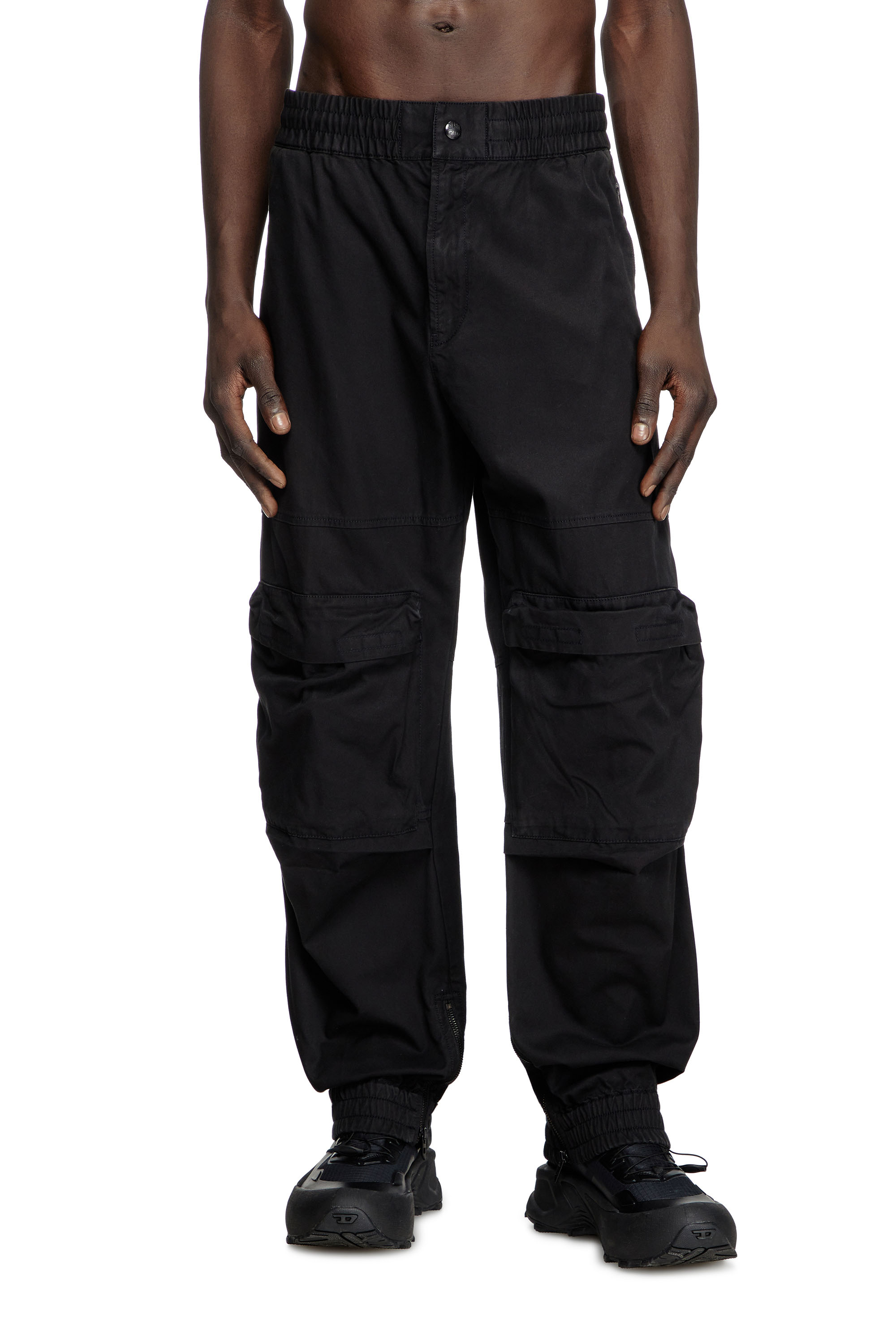 Diesel - P-BEECK, Man's Cargo pants in cotton twill in Black - 1