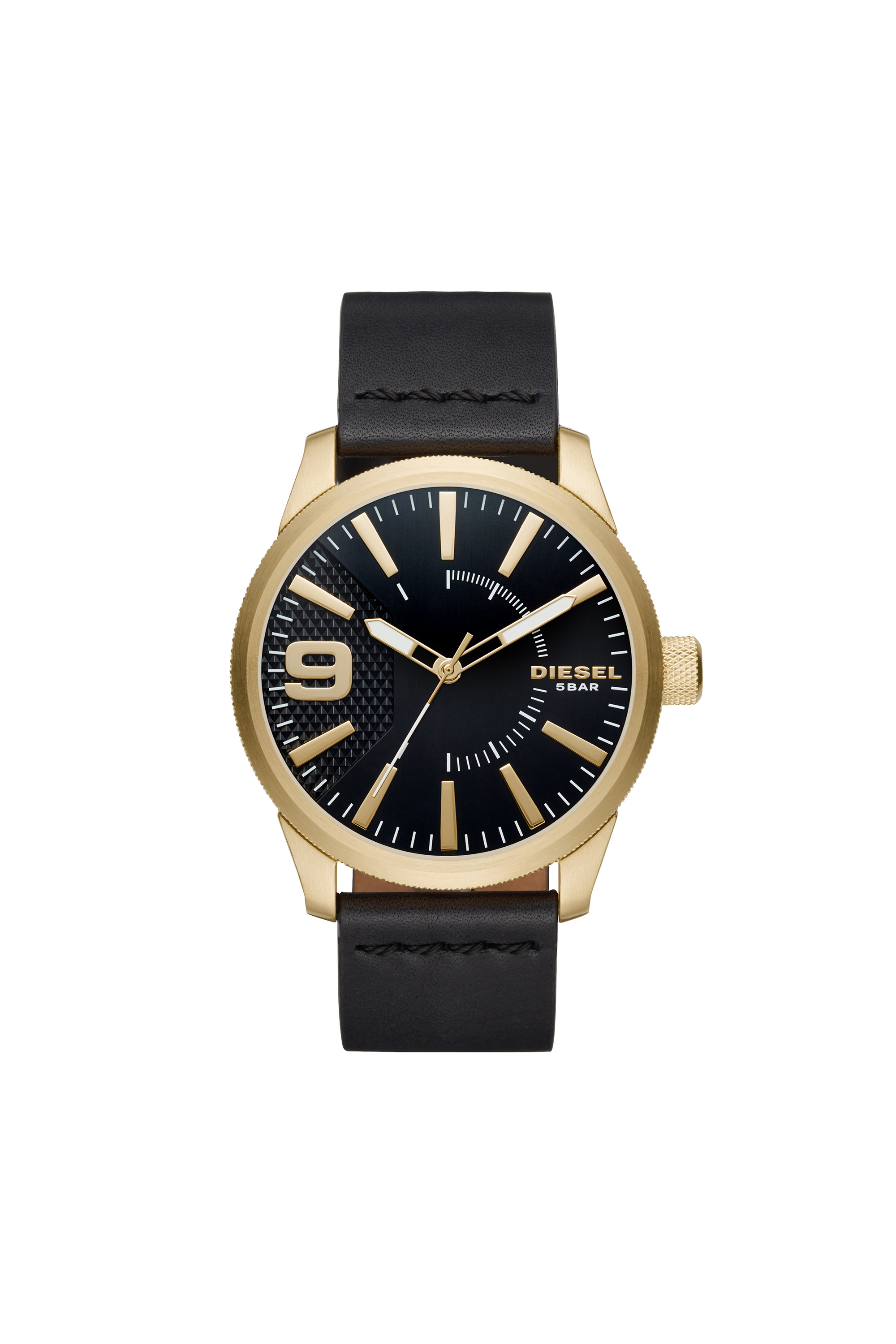 Diesel - DZ1801, Man's Leather watch with gold-tone case in Black/Gold - 1