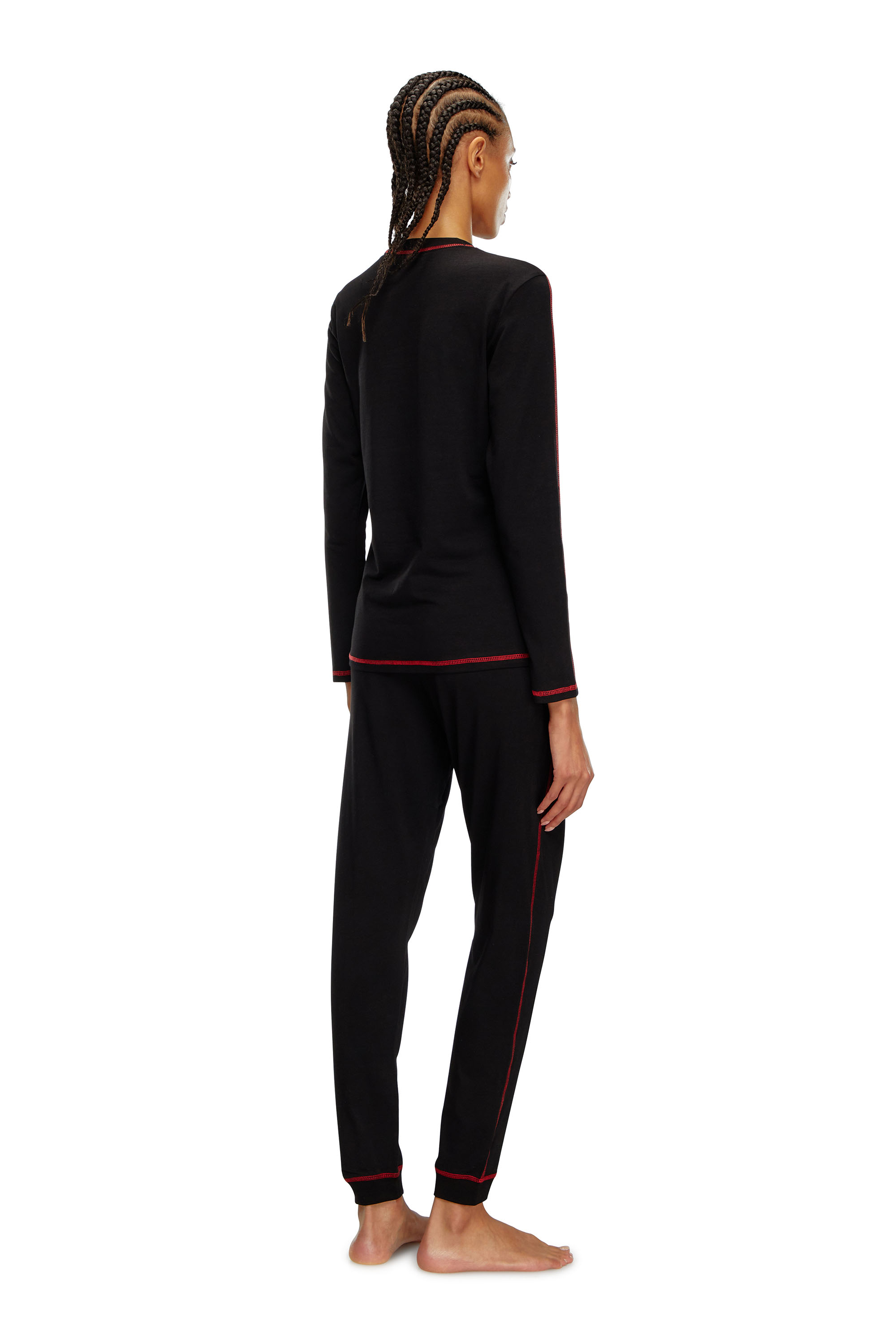Diesel - UFSET-KRYSTI, Woman's Cotton pyjamas with contrast stitching in Black - 2
