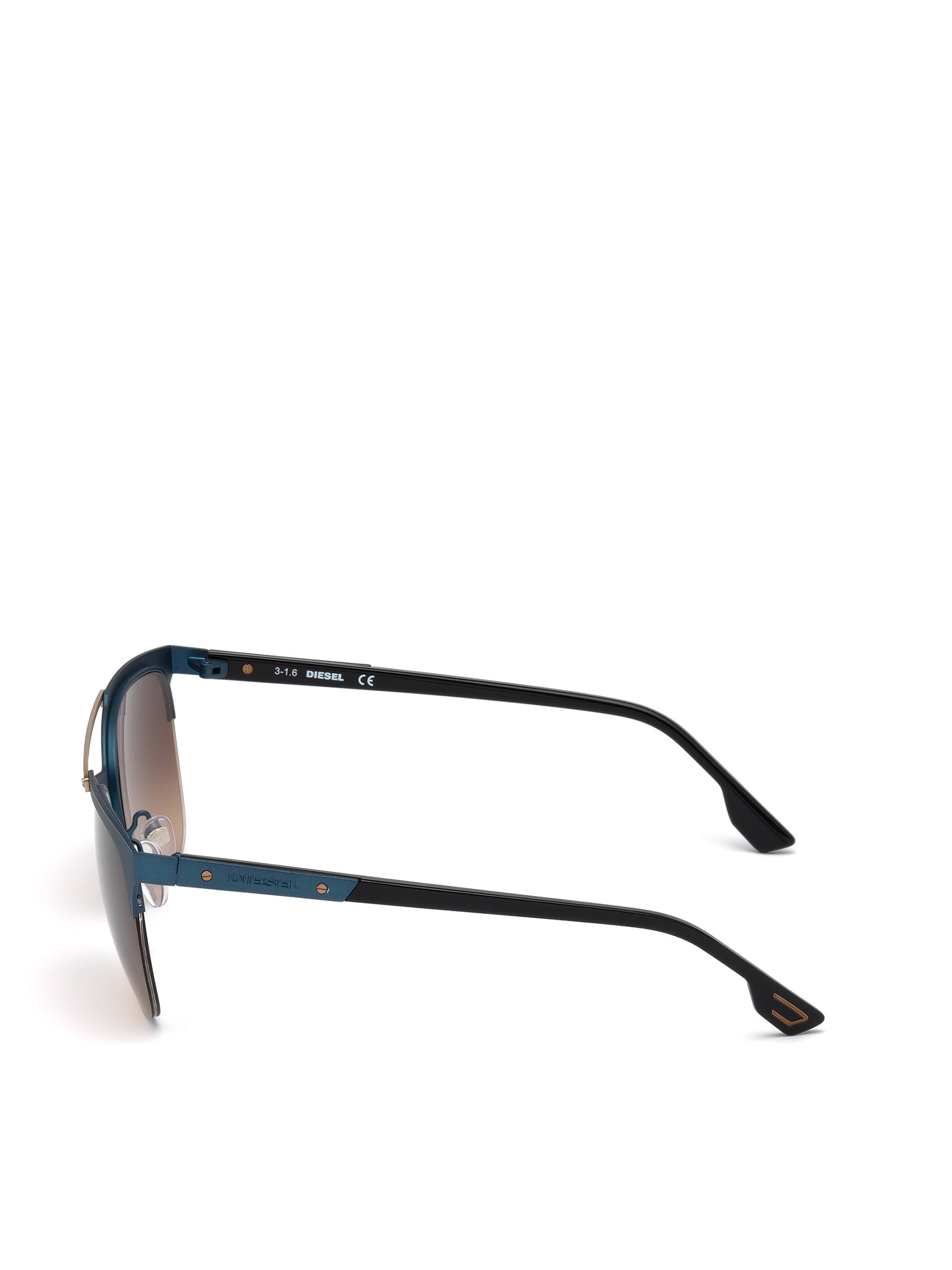 Diesel - DL0215, Man's Square eyewear with metal double bridge in Blue - 3