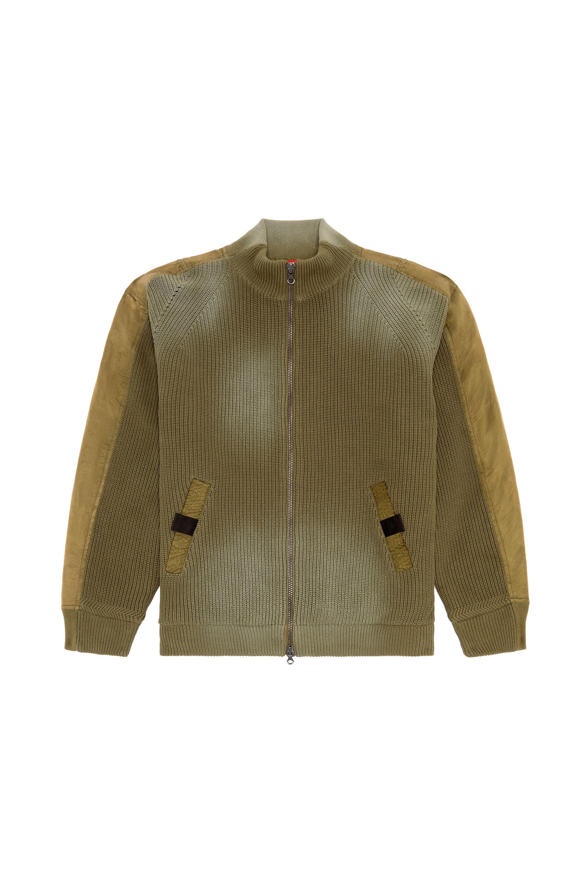 Diesel - K-OSWIN, Man's Padded knit and nylon bomber jacket in Military Green - 3