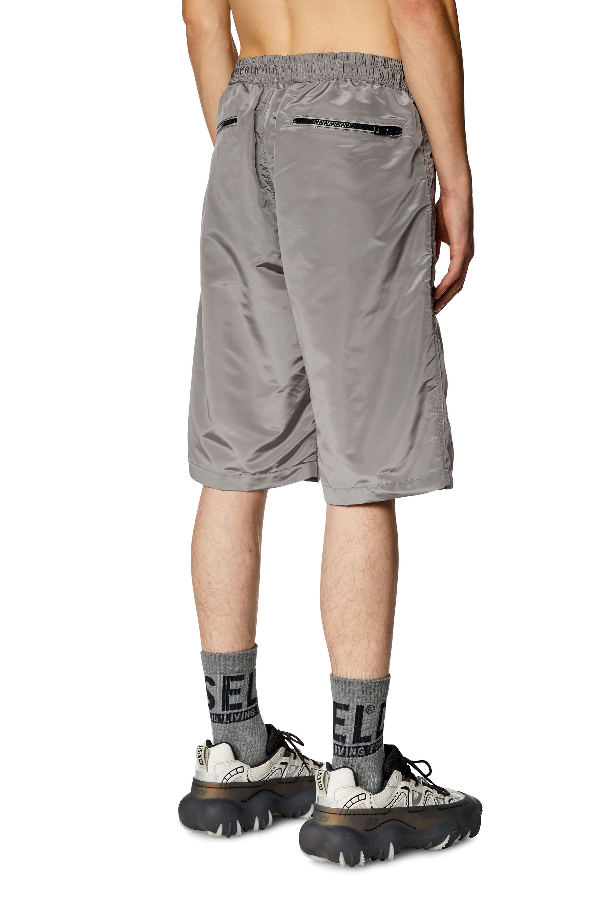 Diesel - P-MCKELL-SHORT, Man's Cargo shorts in ciré nylon in Grey - 4