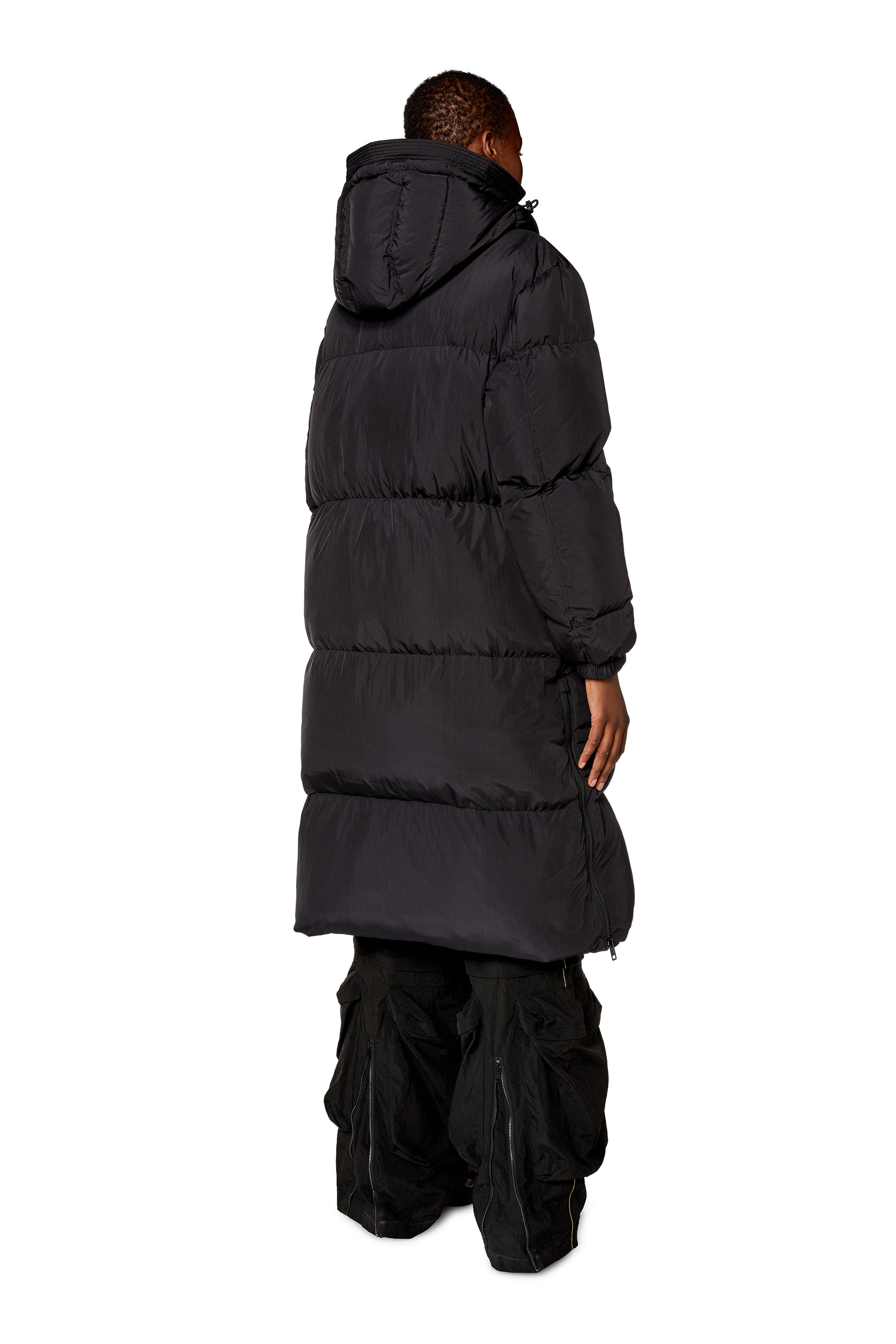 Diesel - W-PEYT, Woman's Down coat in recycled nylon taslan in Black - 4