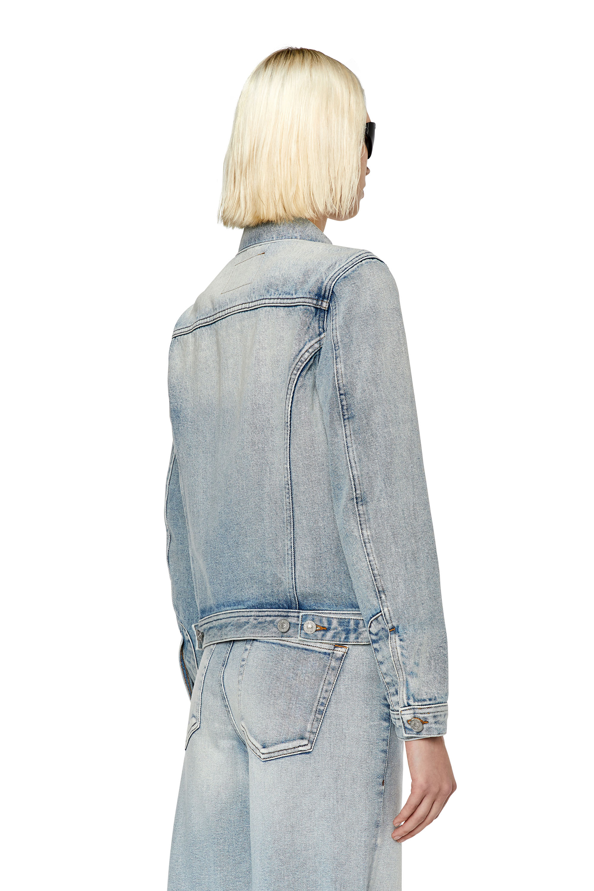 Diesel - DE-BONNY, Woman's Trucker jacket in light blue denim in Light Blue - 4