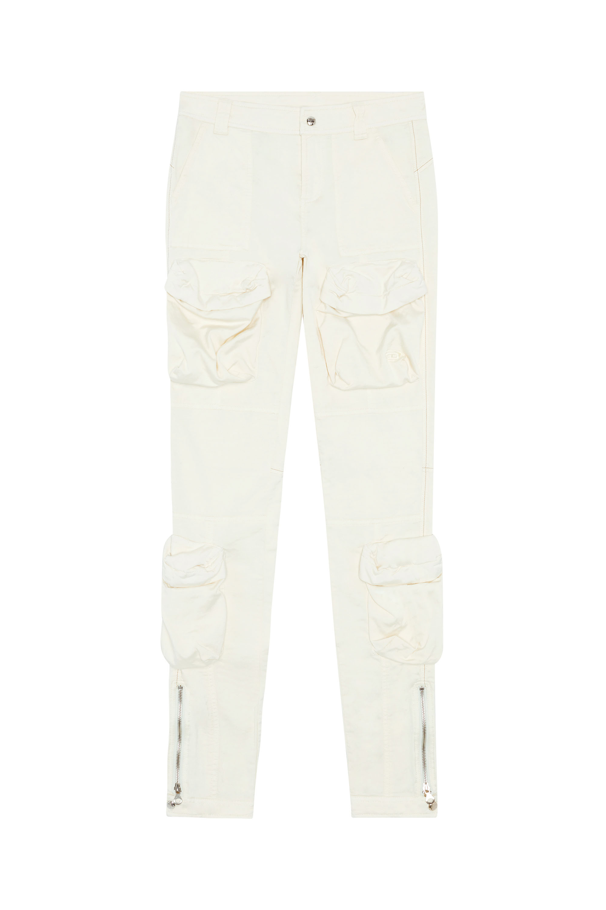 Diesel - P-LAN, Woman's Cargo pants in stretch satin in White - 3