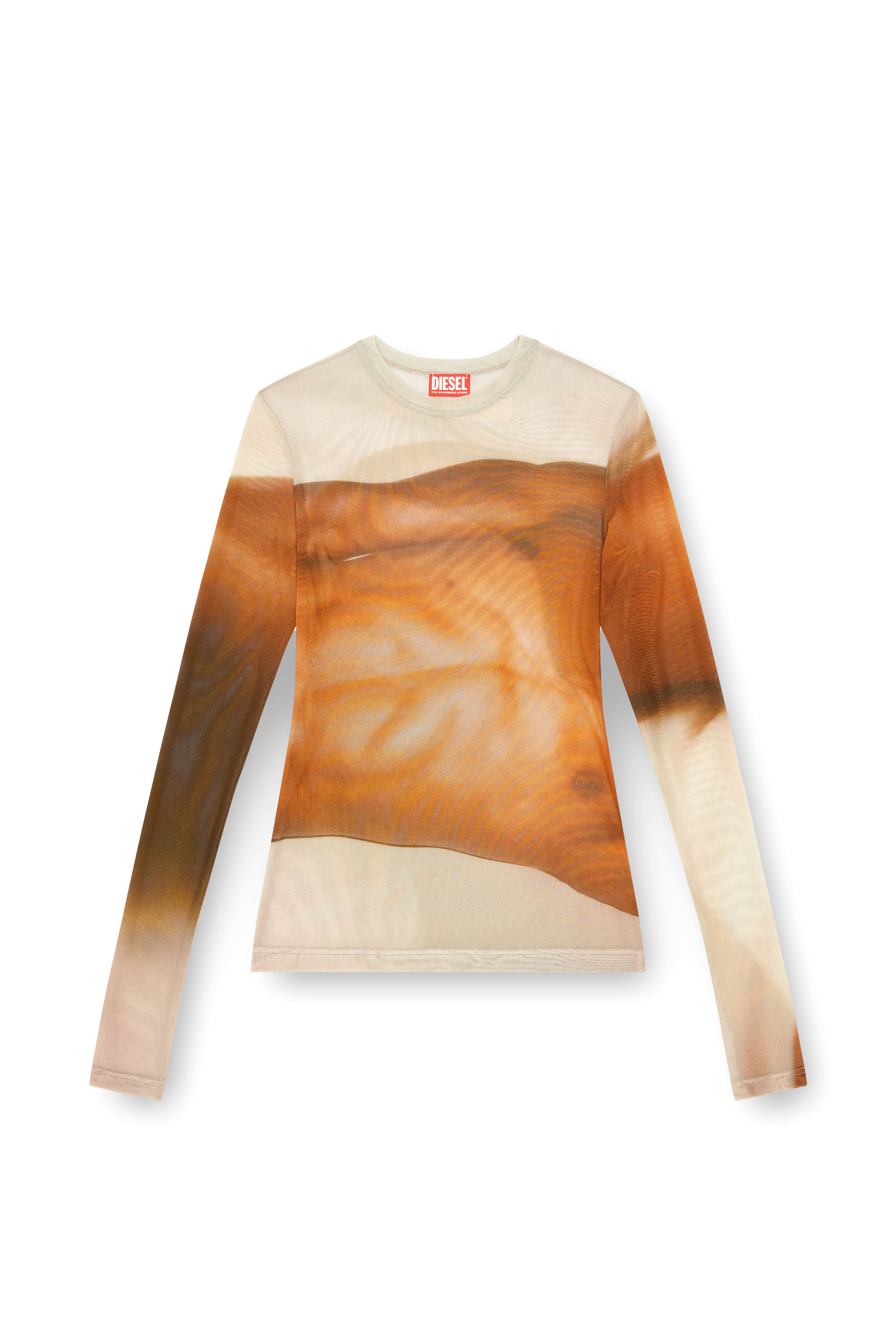 Diesel - PR-T-SIELAR-SS, Unisex's Tulle T-shirt with close-up prints in Face Powder - 3