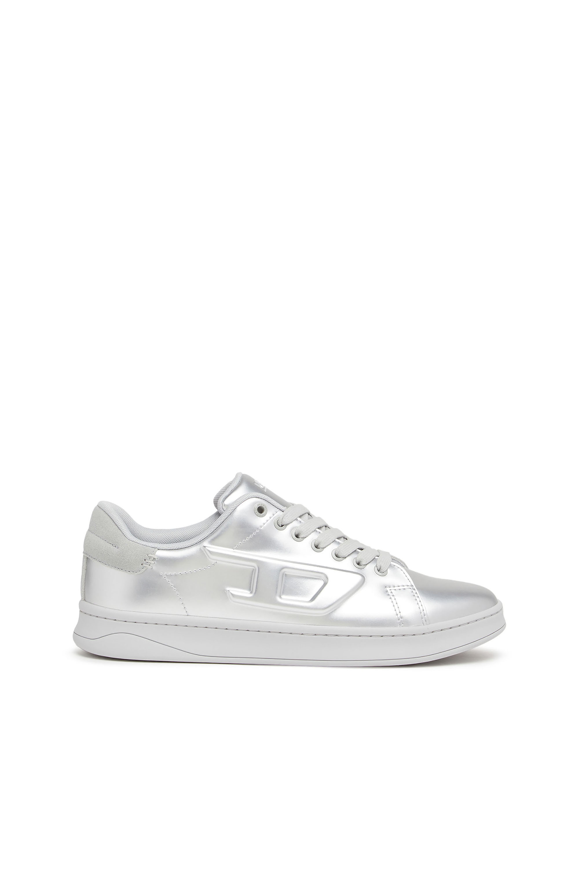 Diesel - S-ATHENE LOW, Man's S-Athene Low - Metallic sneakers with embossed D logo in Silver - 1