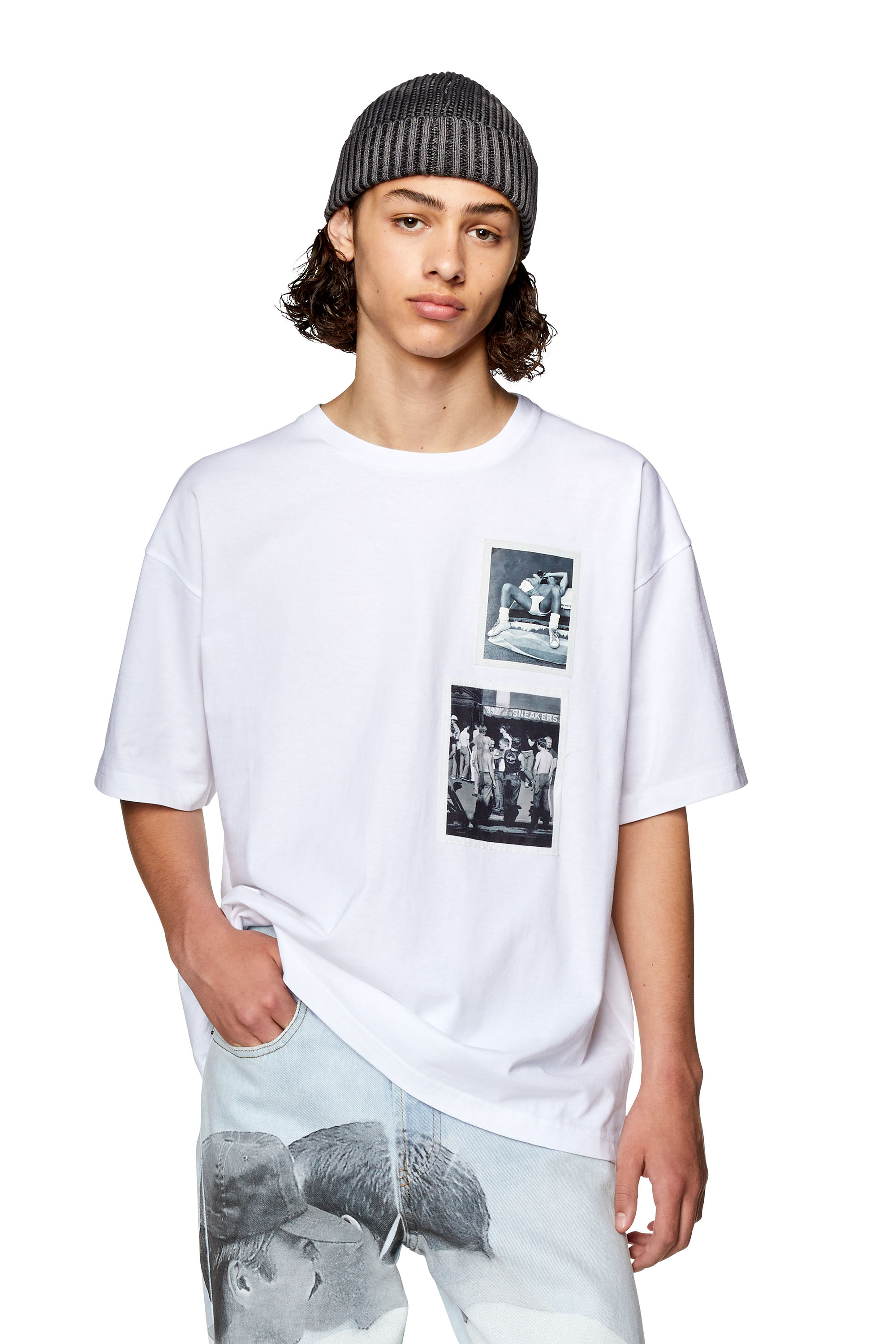 Diesel - PR-T-NLABEL-23B, Unisex's Boxy T-shirt with prints and patches in White - 1