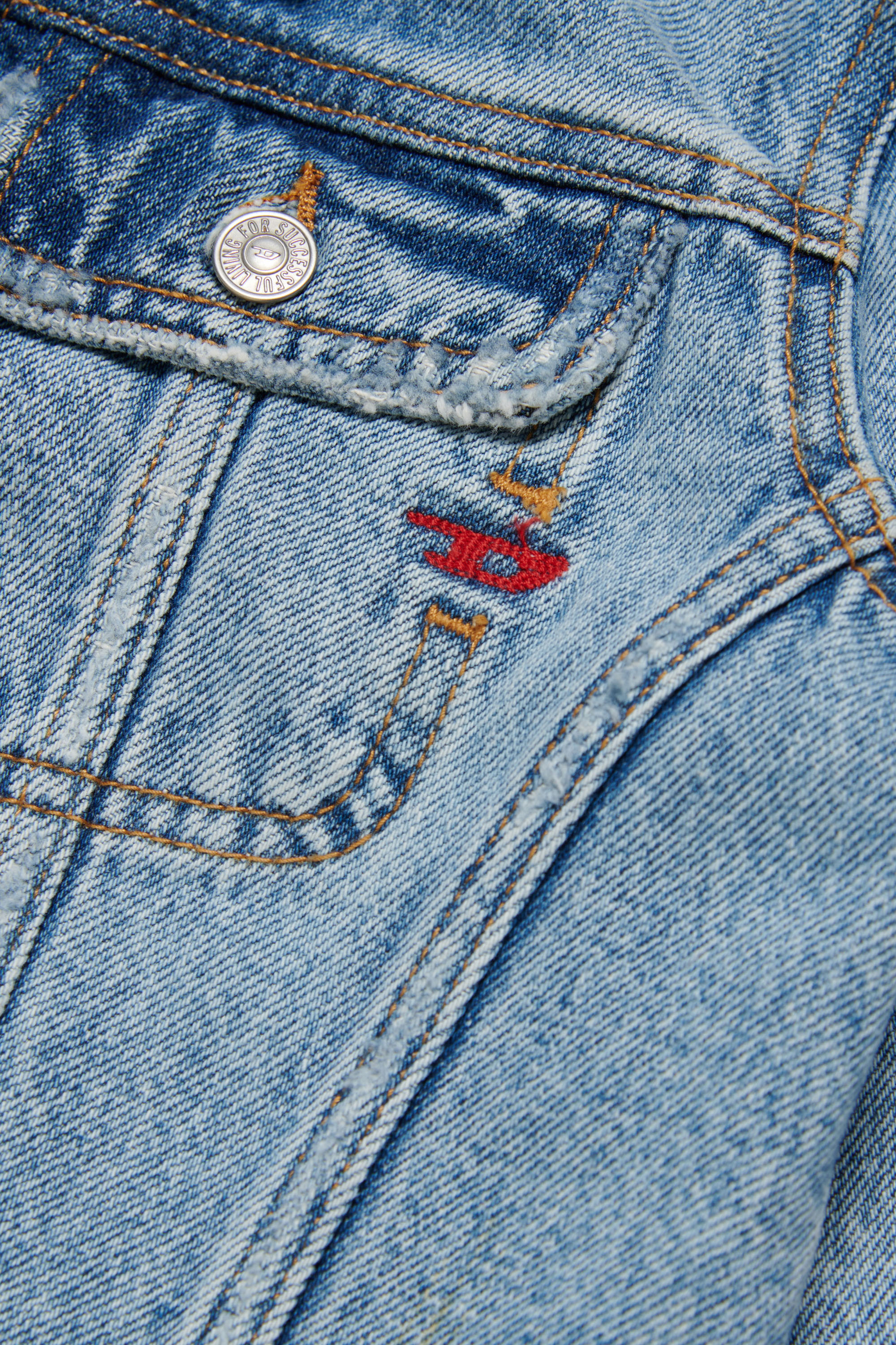 Diesel - JEBONNY-S3, Woman's Trucker jacket in destroyed denim in Medium blue - 3