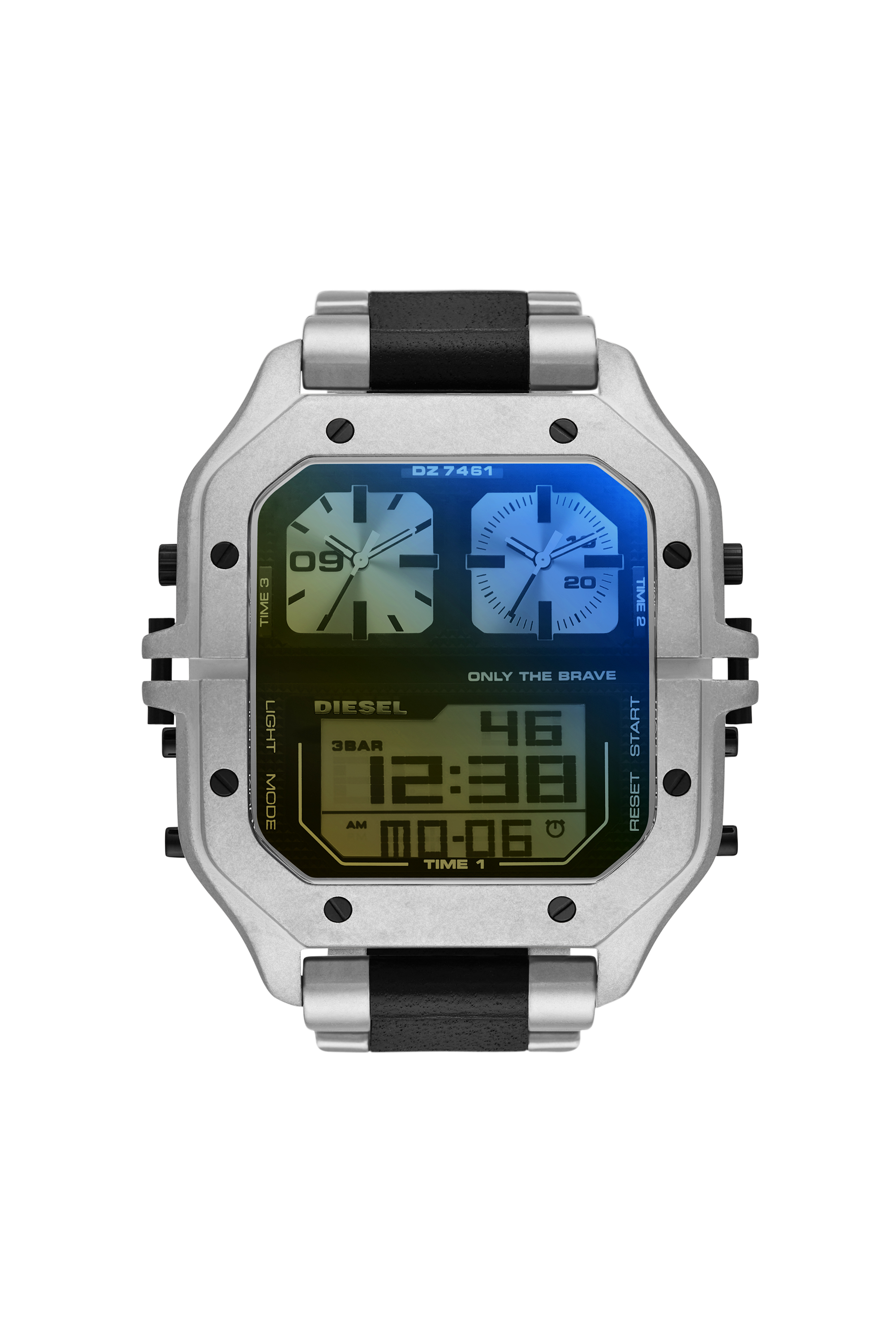 Diesel - DZ7461, Man's Clasher ana-digi two-tone stainless steel watch in Grey/Black - 1