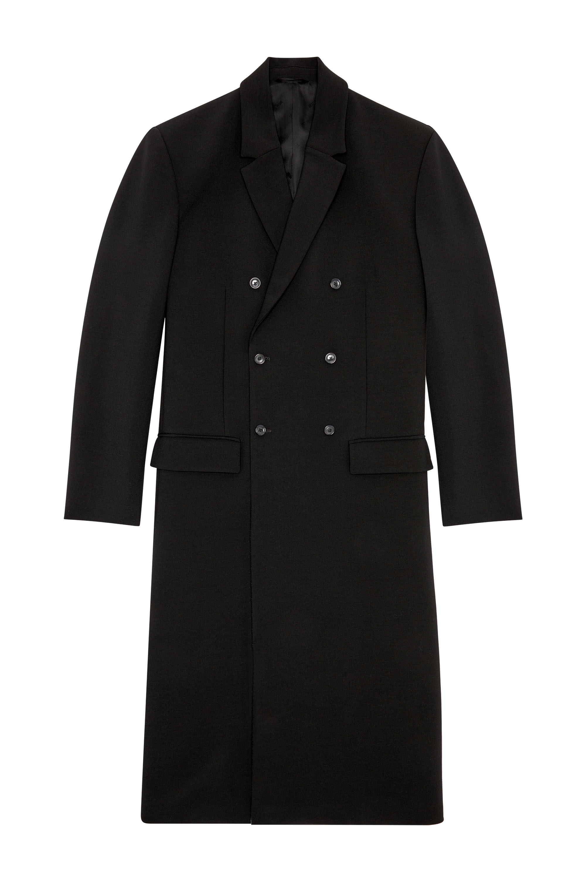 Diesel - J-RITZ, Man's Longline cool wool coat in denim detail in Black - 3