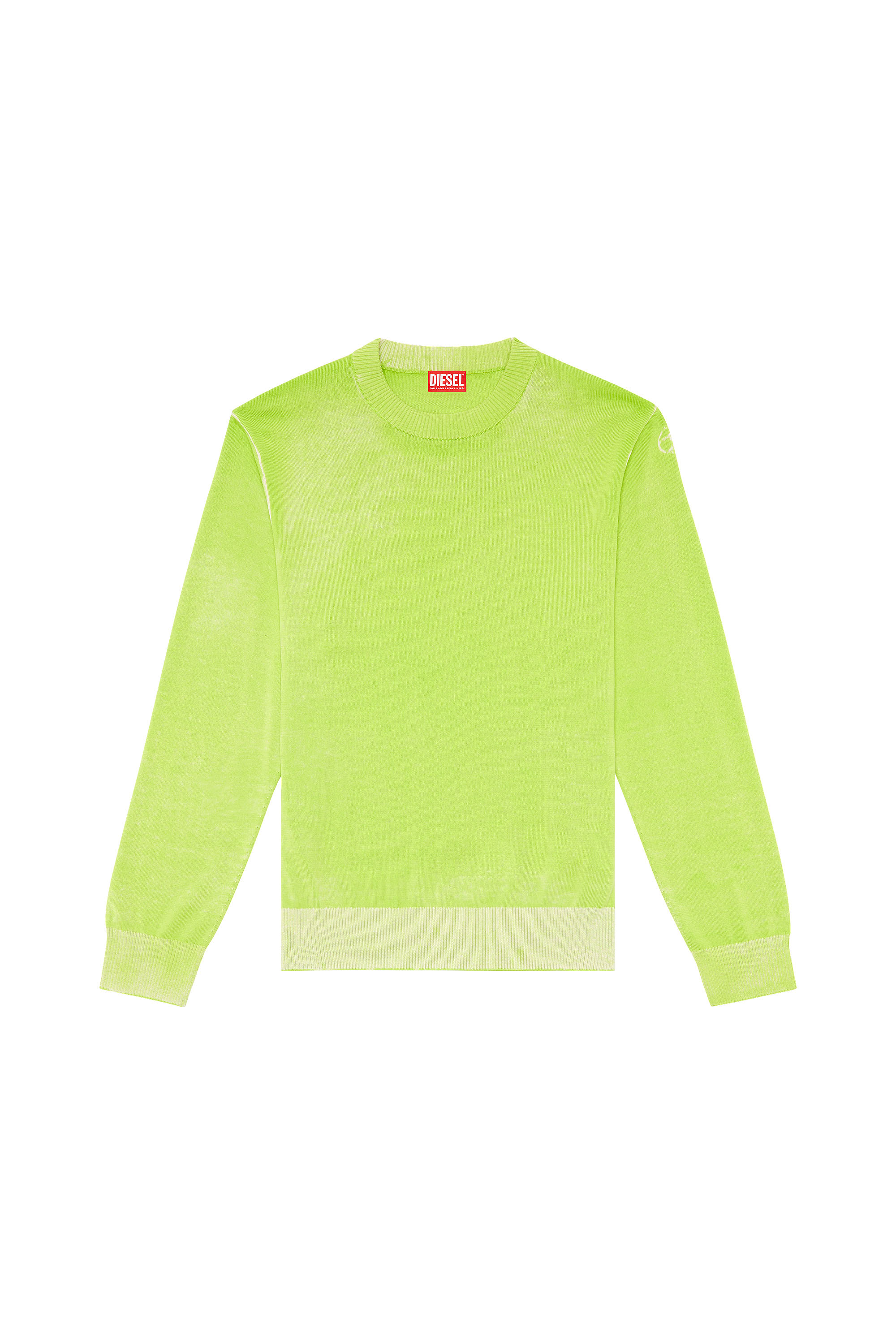 Diesel - K-LARENCE-B, Man's Reverse-print cotton jumper in Green Fluo - 3