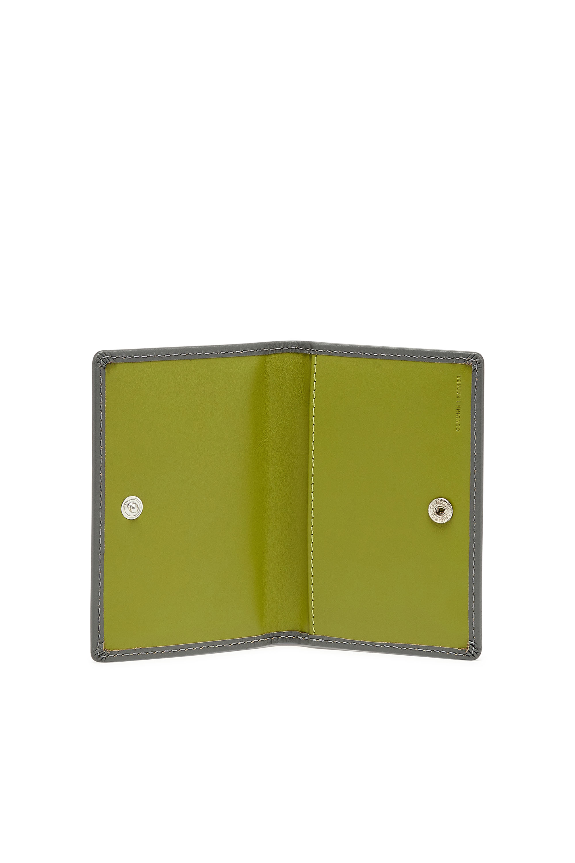 Diesel - BI-FOLD CARD HOLDER, Man's Bi-fold card holder in two-tone leather in Grey/Green - 3