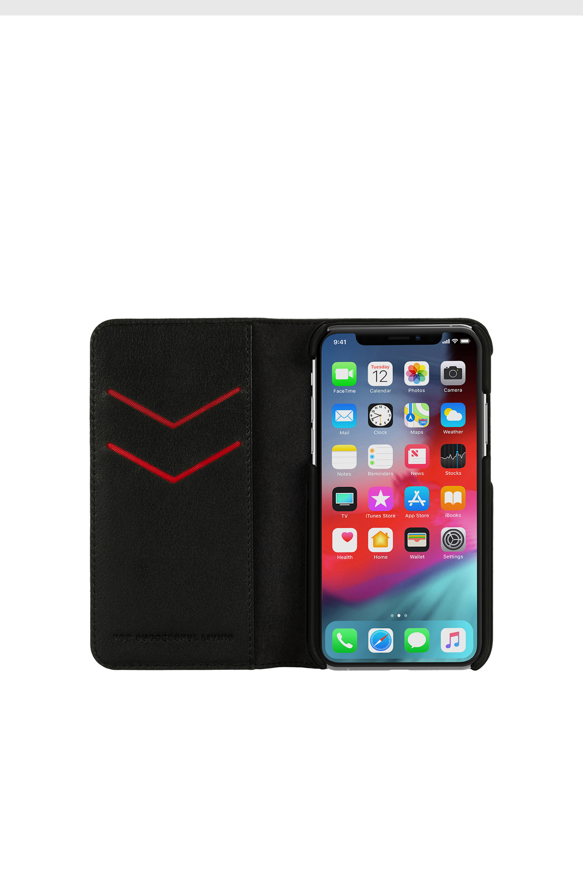 Diesel - DIESEL 2-IN-1 FOLIO CASE FOR IPHONE XS & IPHONE X, Unisex's Black leather white vertical logo case, iPhone XS & iPhone X in Black/White - 4