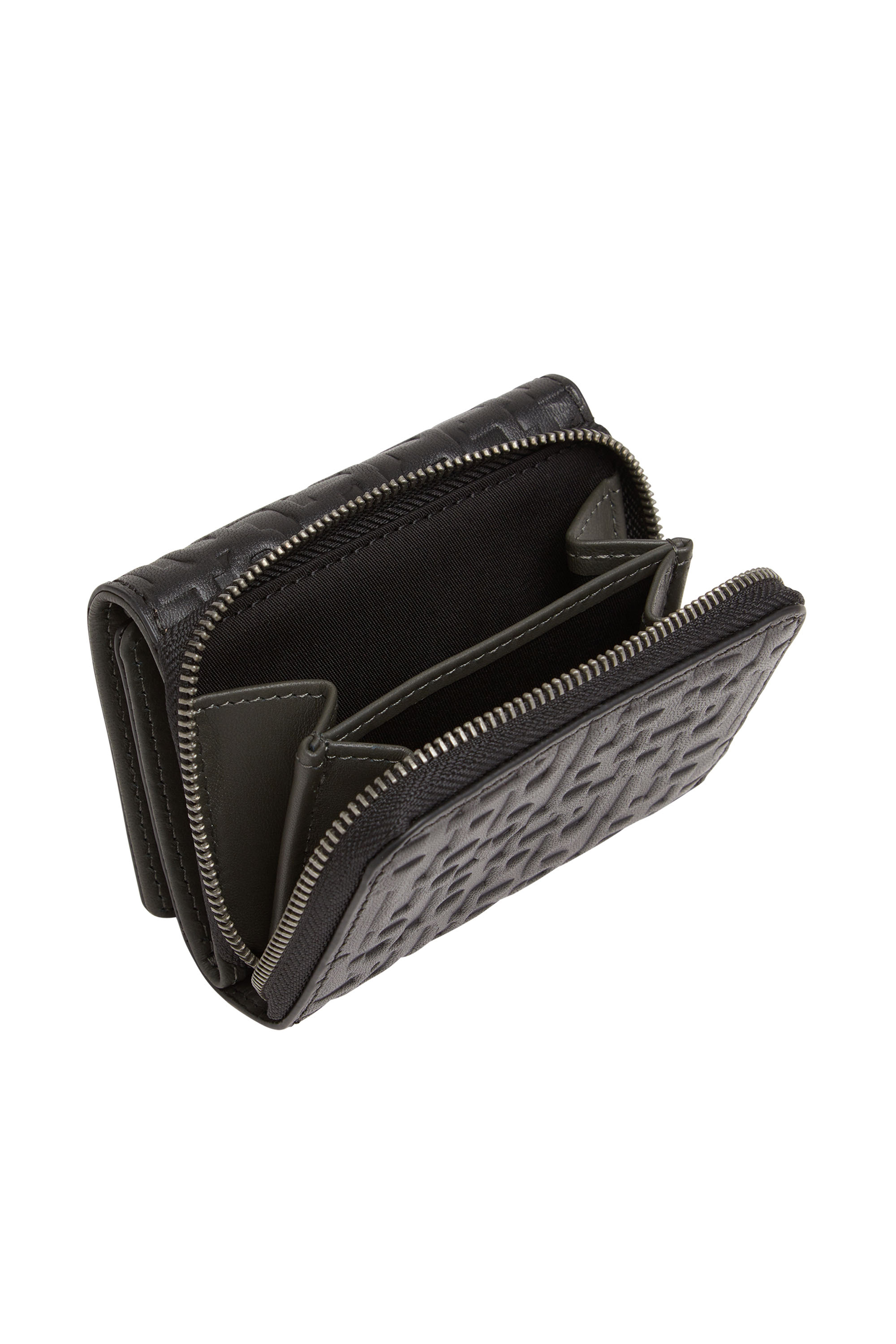 Diesel - TRI-FOLD COIN ZIP, Man's Tri-fold wallet in monogram leather in Black - 4