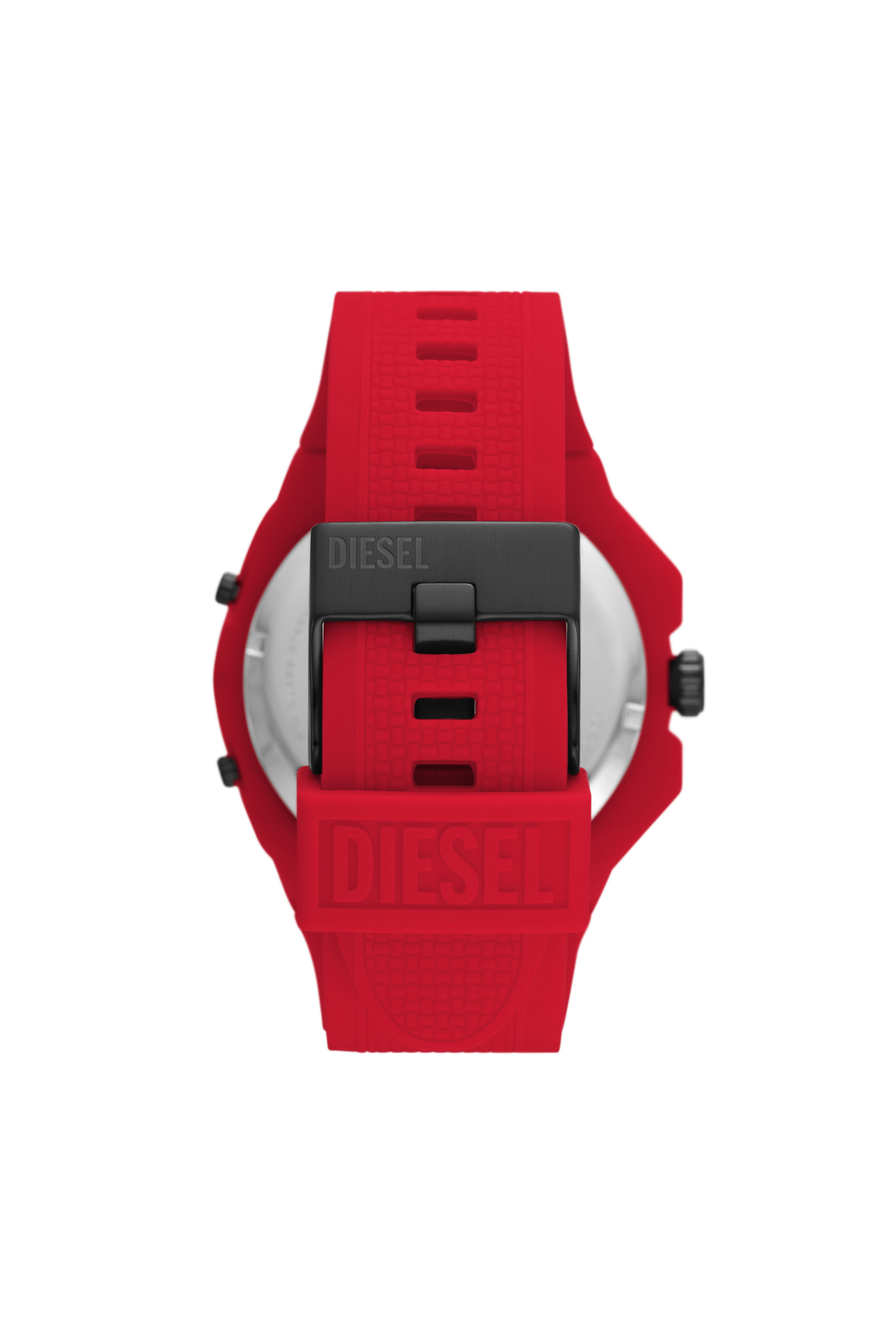 Diesel - DZ1989, Man's Framed three-hand red silicone watch in Red - 2