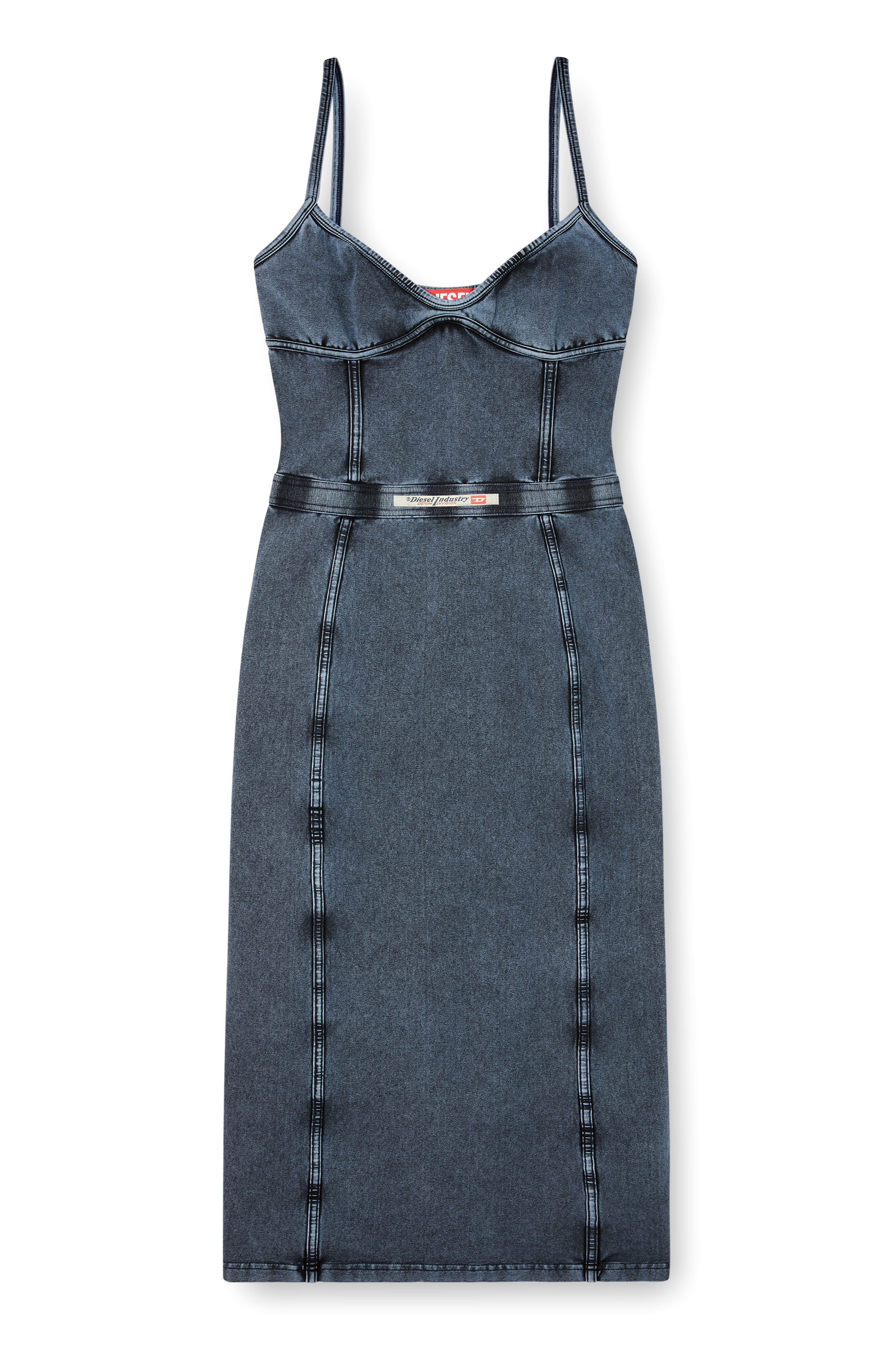Diesel - D-ONY, Woman's Midi dress in denim-look jersey in Dark Blue - 3