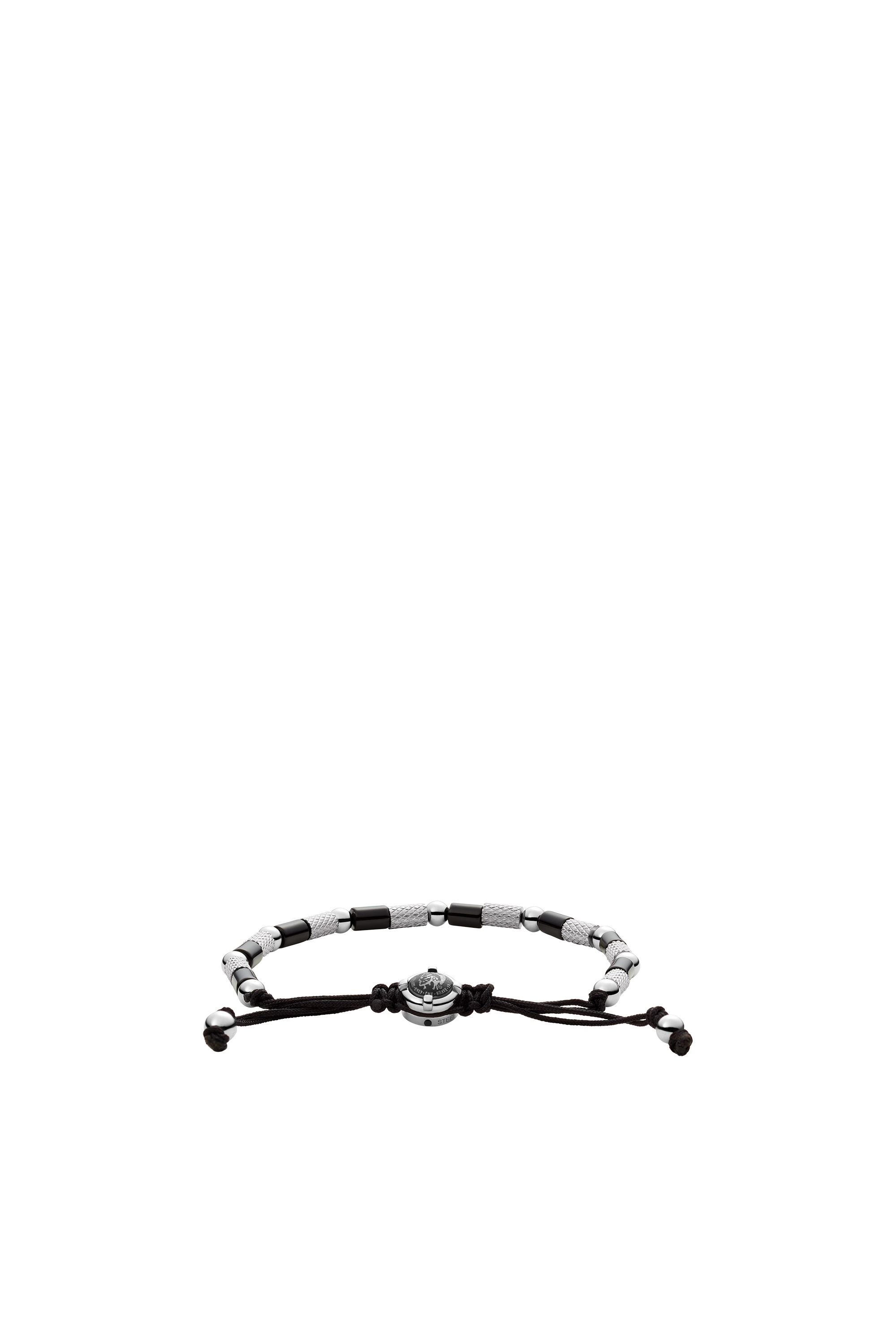 Diesel - DX1311, Unisex's Black agate and nylon beaded bracelet in Black/Grey - 2
