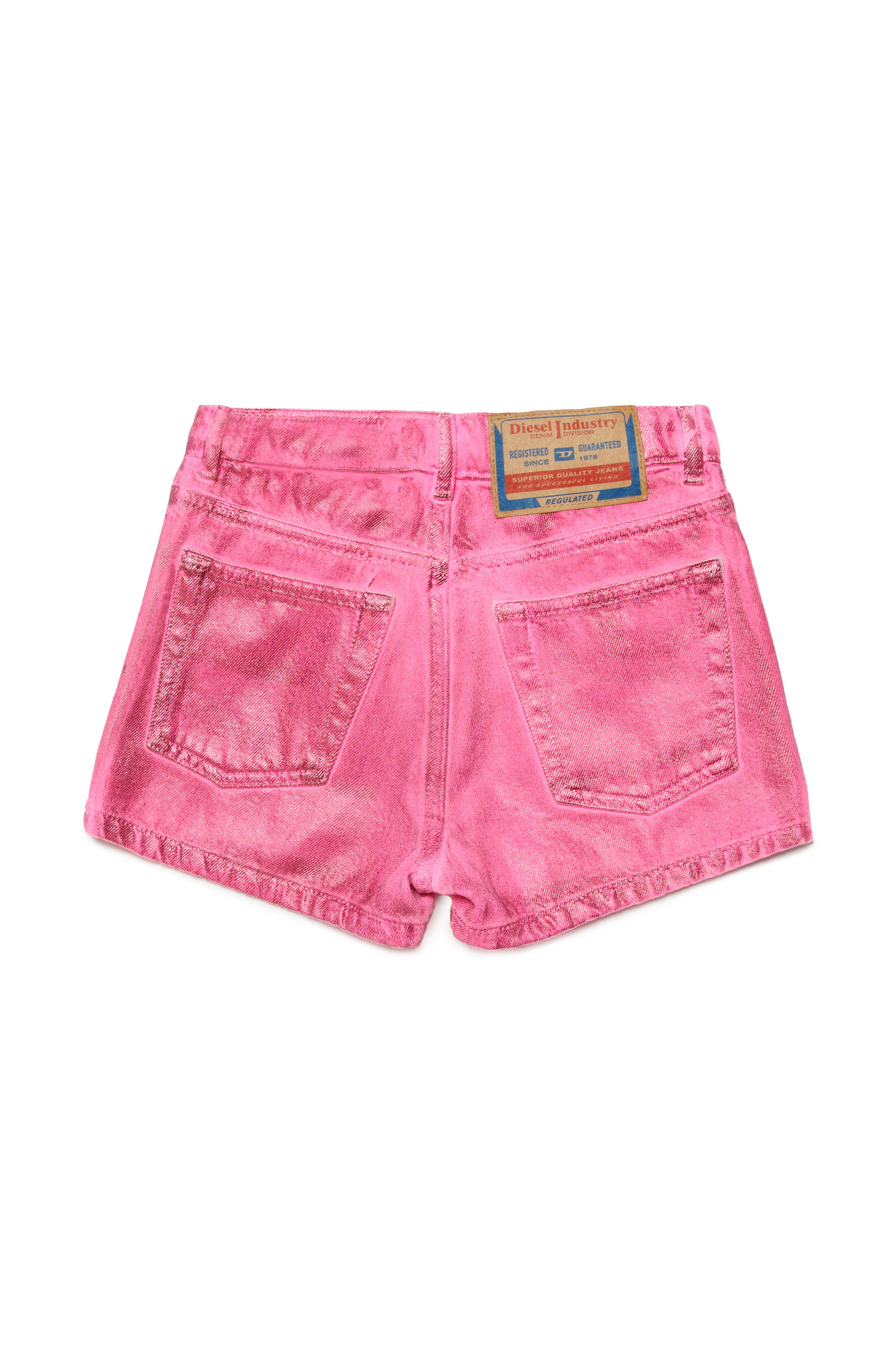 Diesel - PBOYSHORT, Woman's Shorts in coated stretch denim in Pink - 2