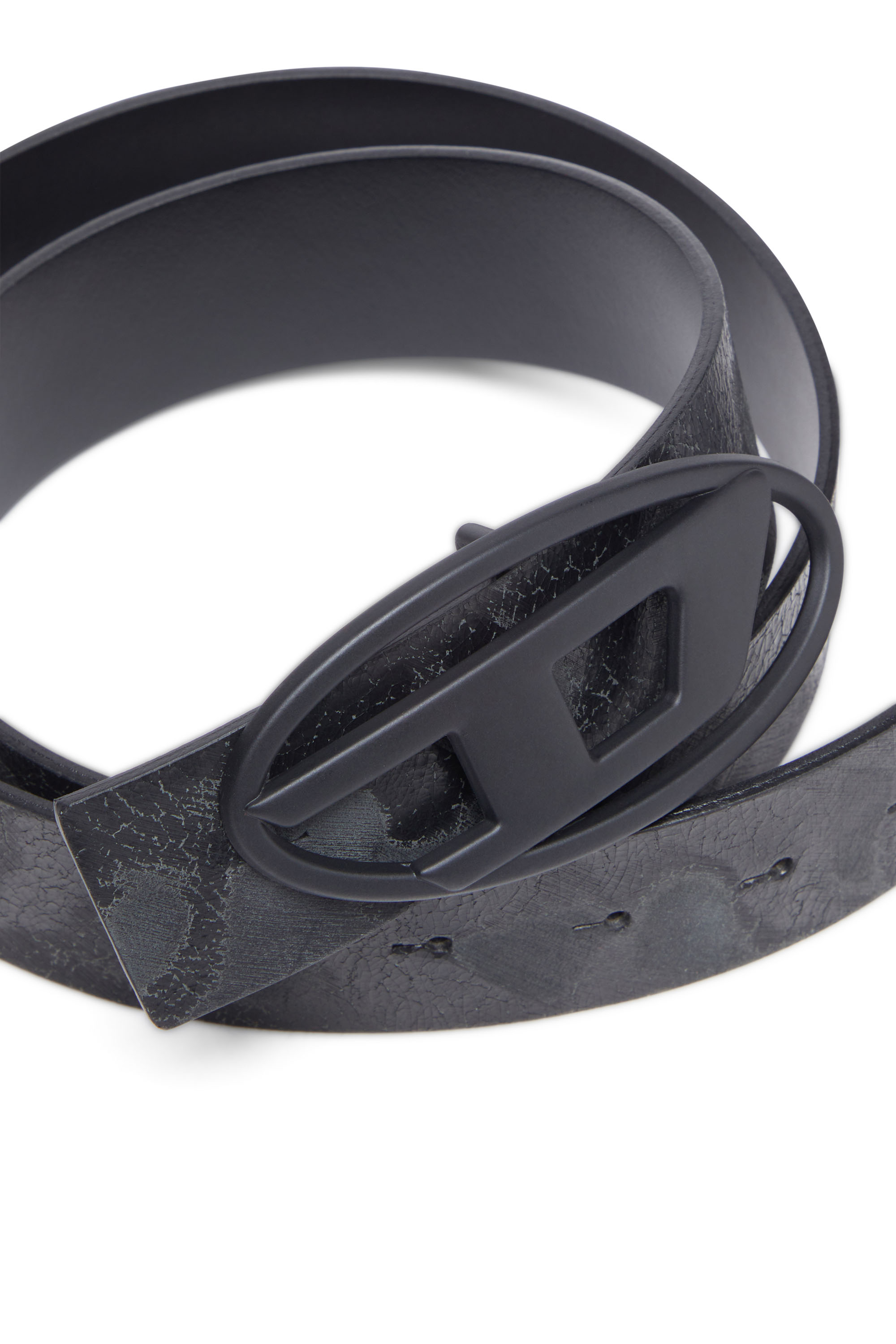 Diesel - B-1DR REV, Man's Reversible leather belt with D buckle in Black - 3