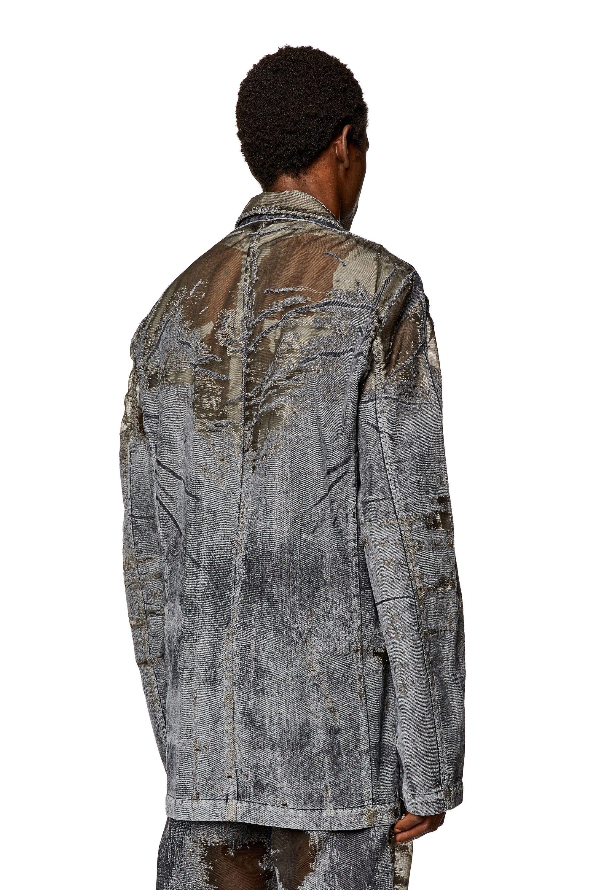 Diesel - D-BLAZ-FSD1, Man's Denim blazer with devoré in Black - 4