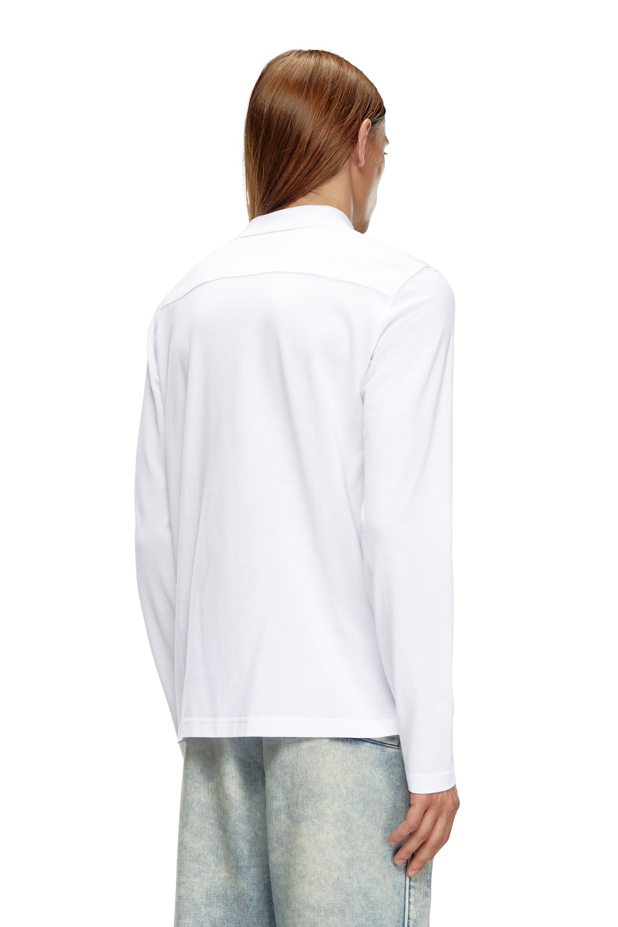 Diesel - T-SMITH-LS-DOVAL-PJ, Man's Long-sleeve polo shirt with logo print in White - 2