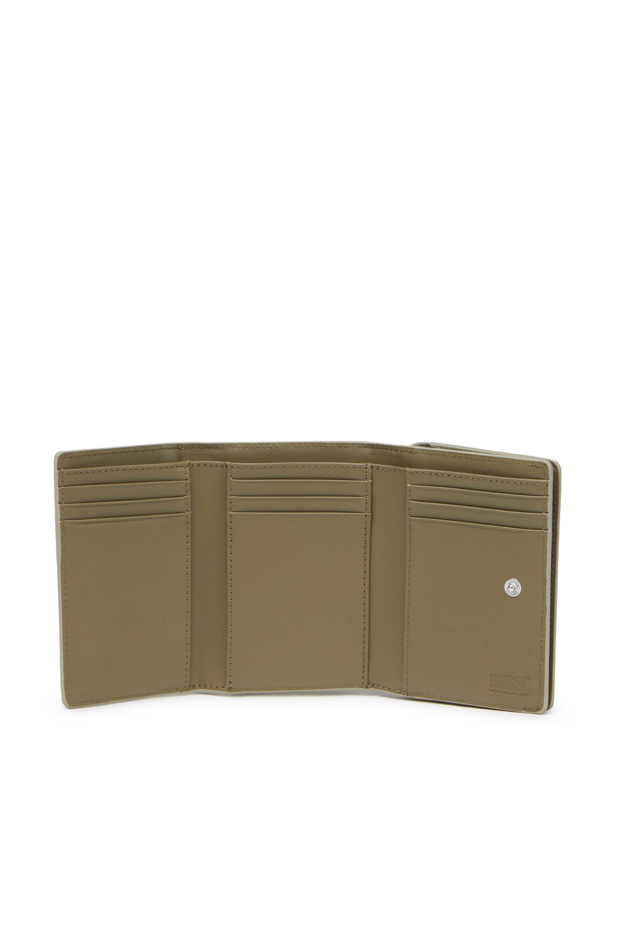 Diesel - TRI-FOLD COIN S, Man's Tri-fold wallet in textured leather in Light Brown - 3