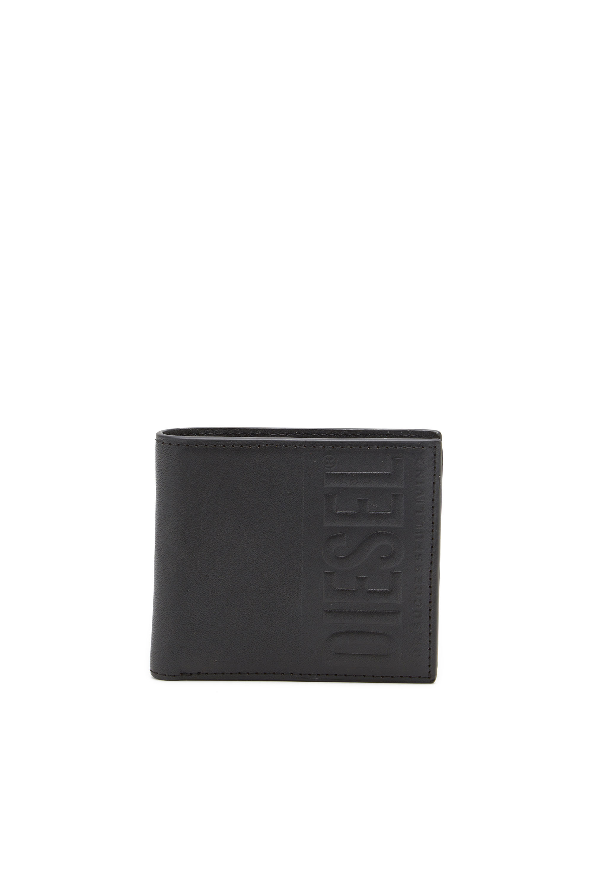 Diesel - DSL 3D BI-FOLD COIN S, Man's Leather bi-fold wallet with embossed logo in Black - 1