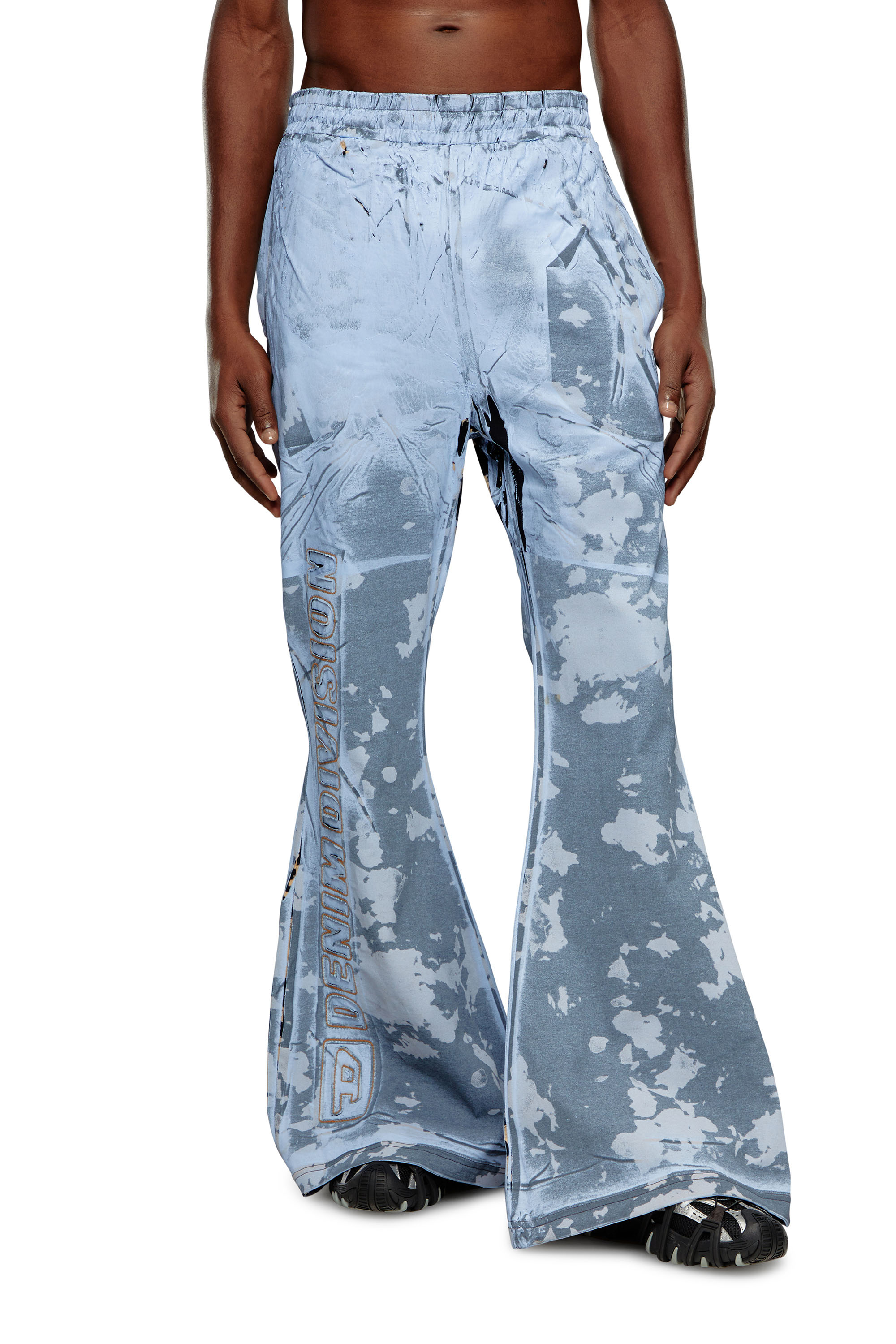 Diesel - P-BELB-P1, Unisex's Flared track pants in coated jersey in Light Blue - 2