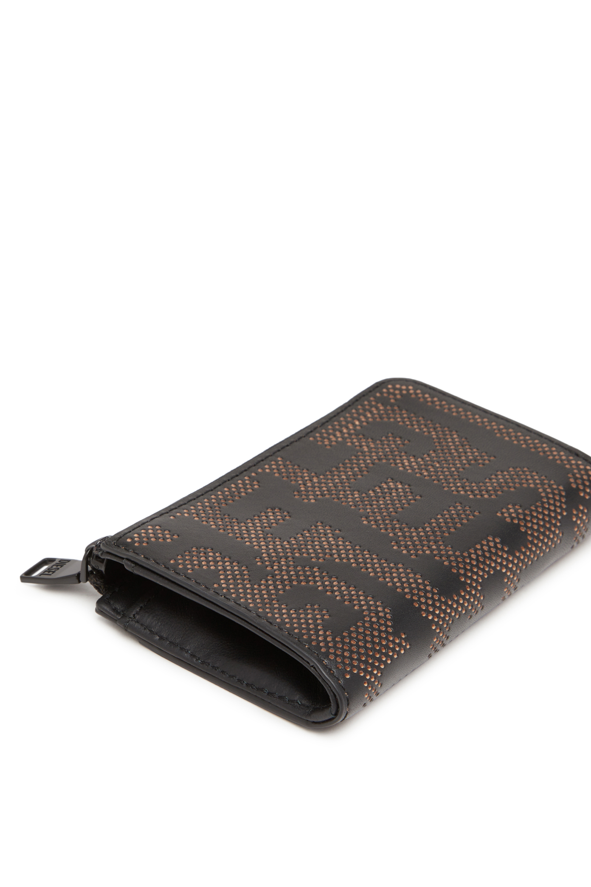Diesel - PC MONOGRAM KEY HOLDER, Unisex's Key holder in perforated leather in Black - 3