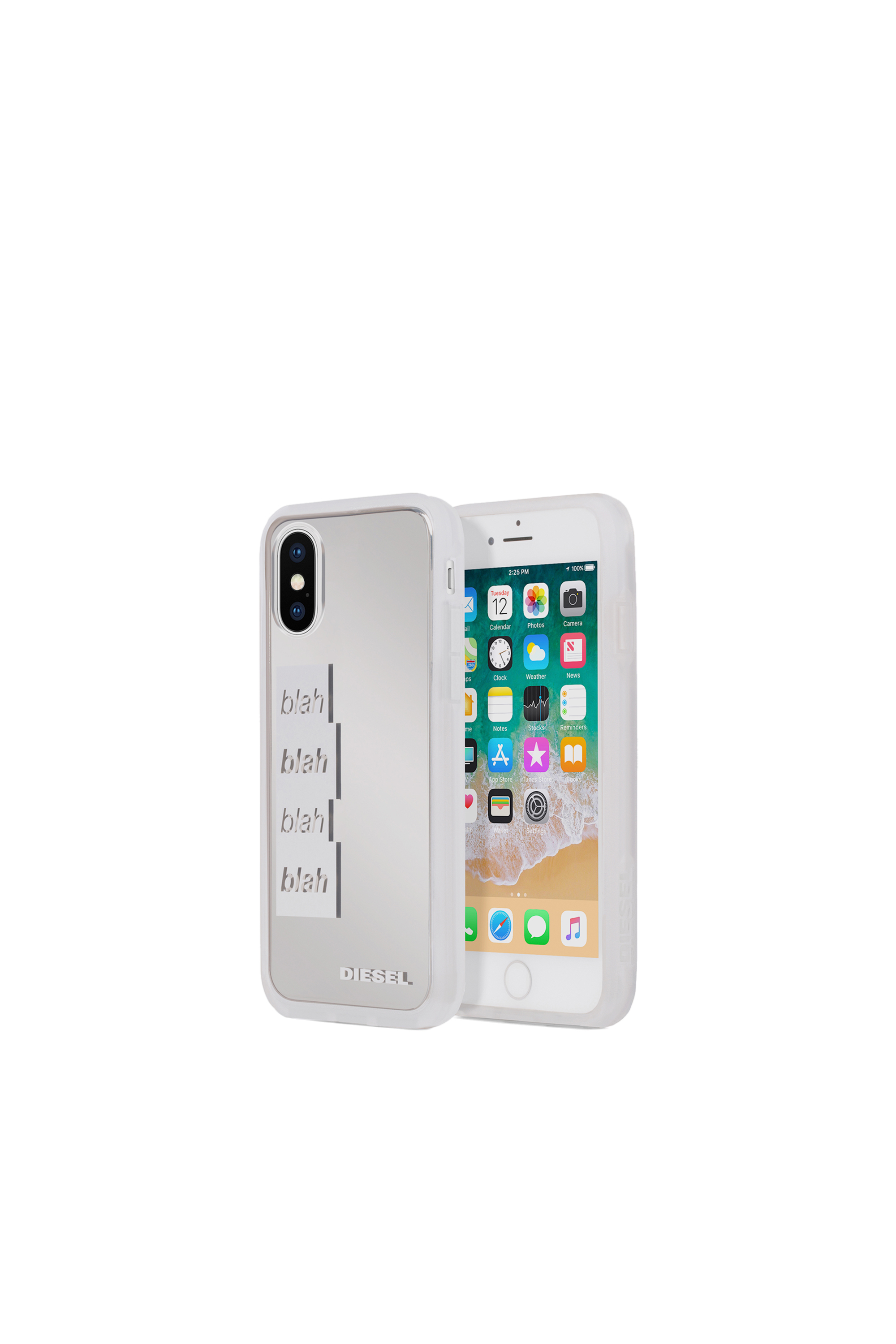 Diesel - BLAH BLAH BLAH IPHONE X CASE, Woman's Trasparent resin case, iPhone X in White/Silver - 1