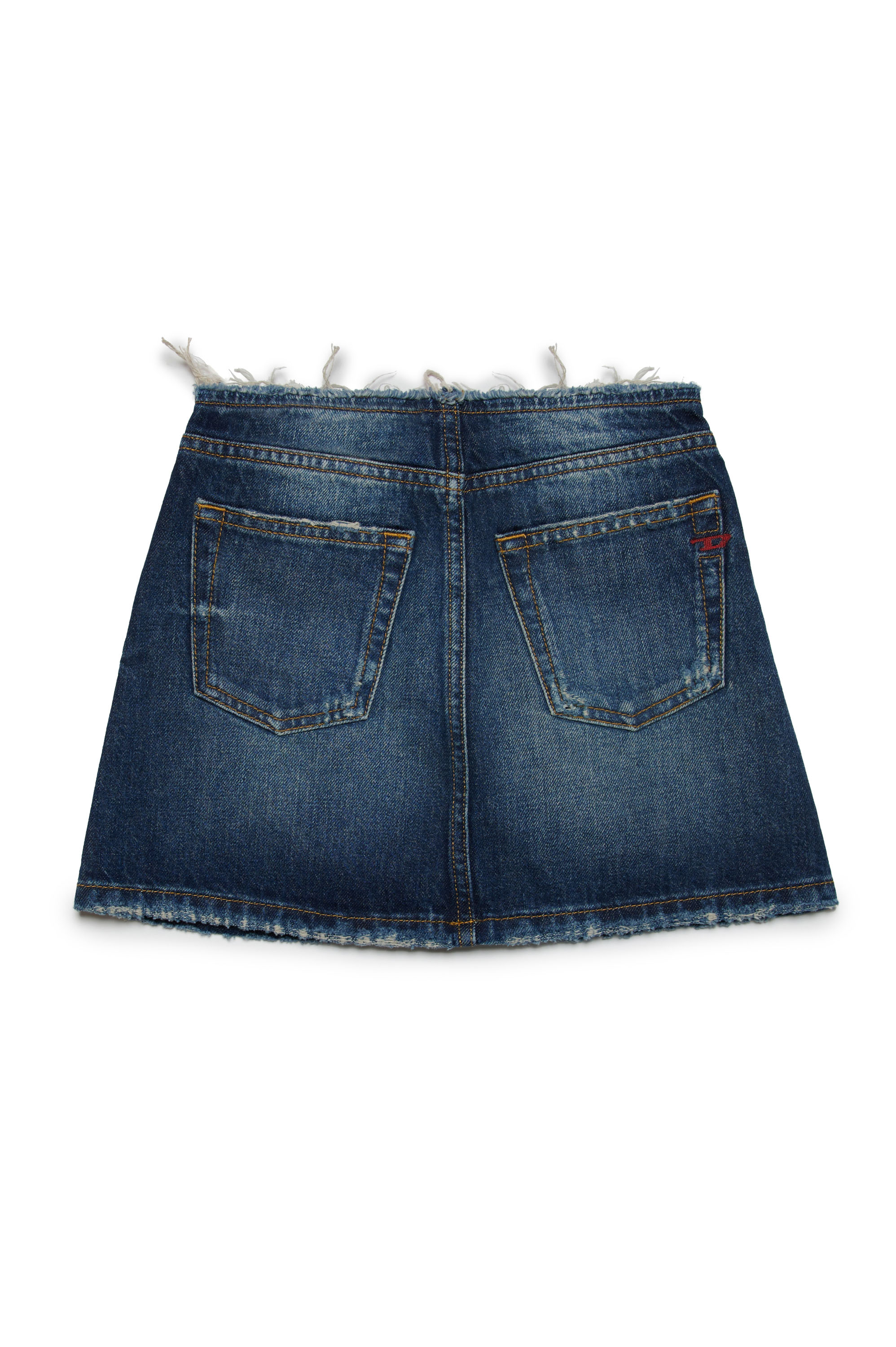 Diesel - GEALBU-S2-J, Woman's Short denim skirt with frayed details in Dark Blue - 2
