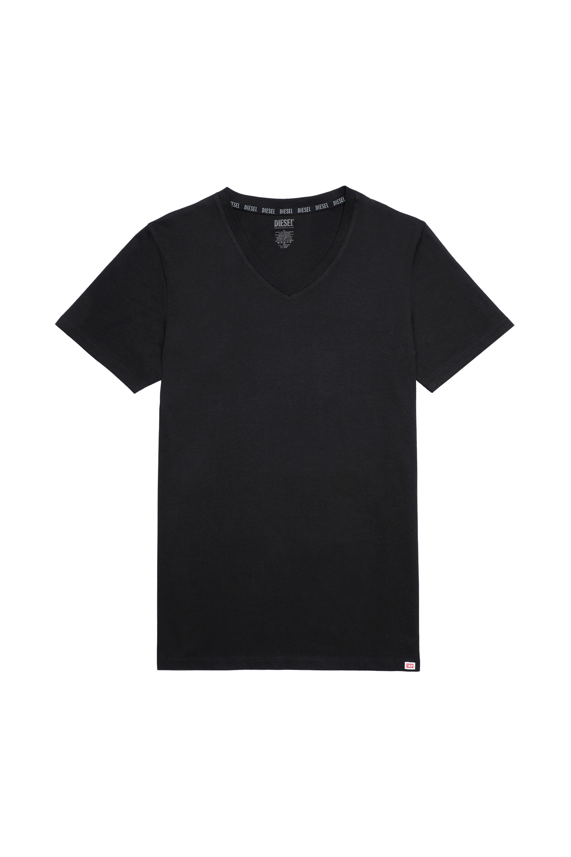 Diesel - UMTEE-MICHAEL-TUBE-TWOPACK, Man's Two-pack V-neck T-shirts with D patch in White/Black - 2