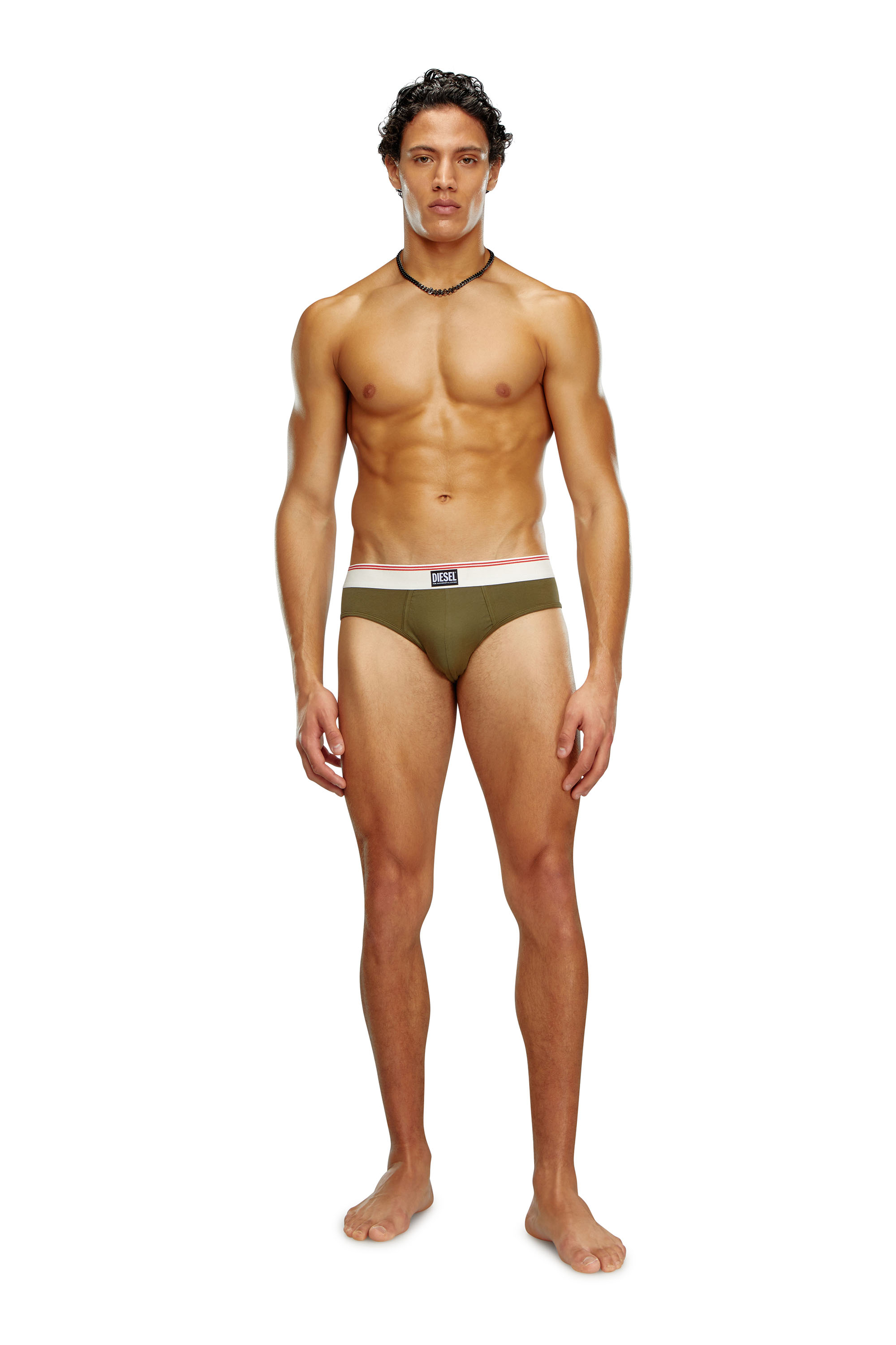 Diesel - UMBR-ANDRETHREEPACK, Man's Three-pack nude cotton briefs in Grey/Green - 3