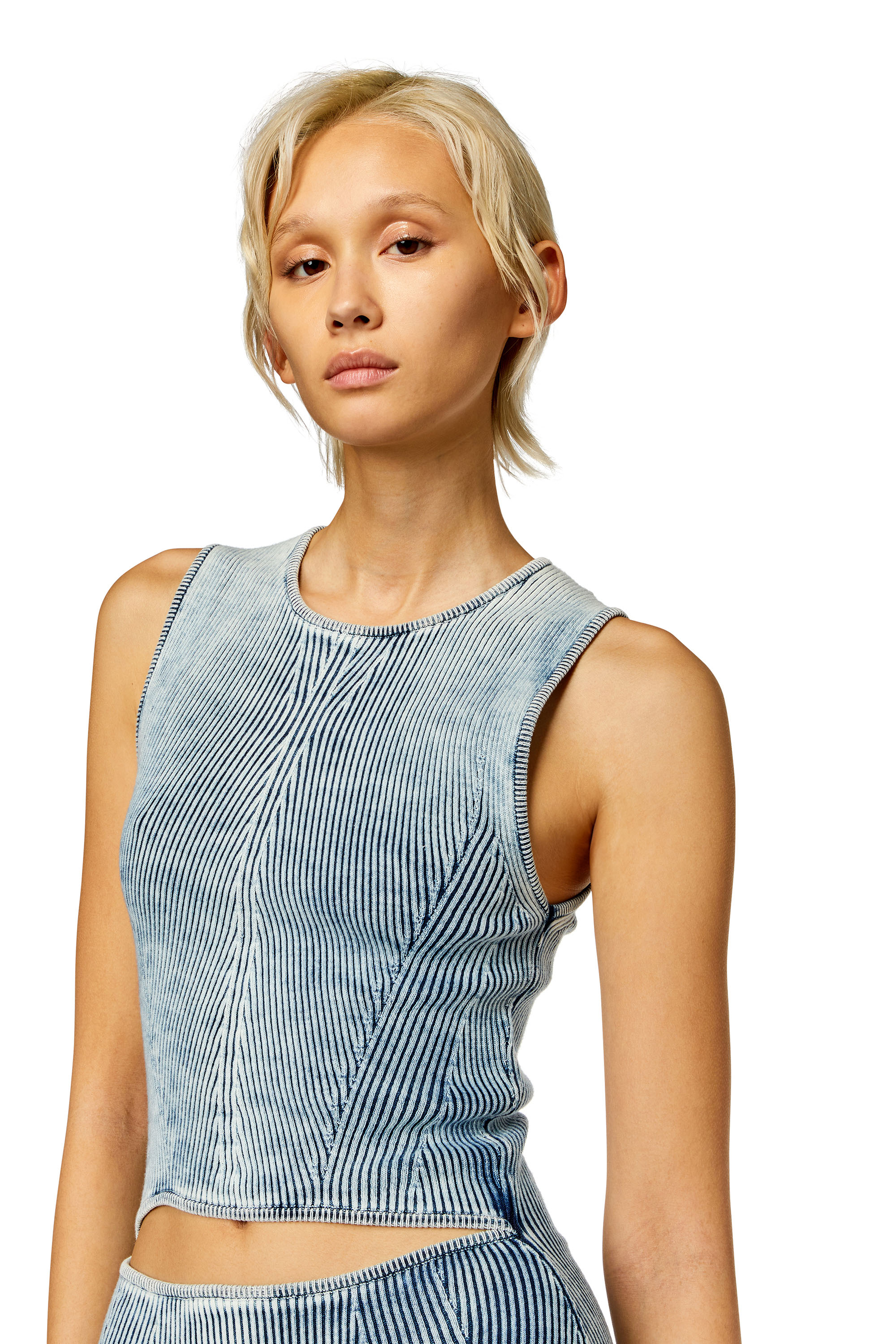 Diesel - M-TARYN, Woman's Cut-out midi dress in indigo cotton knit in Blue - 4