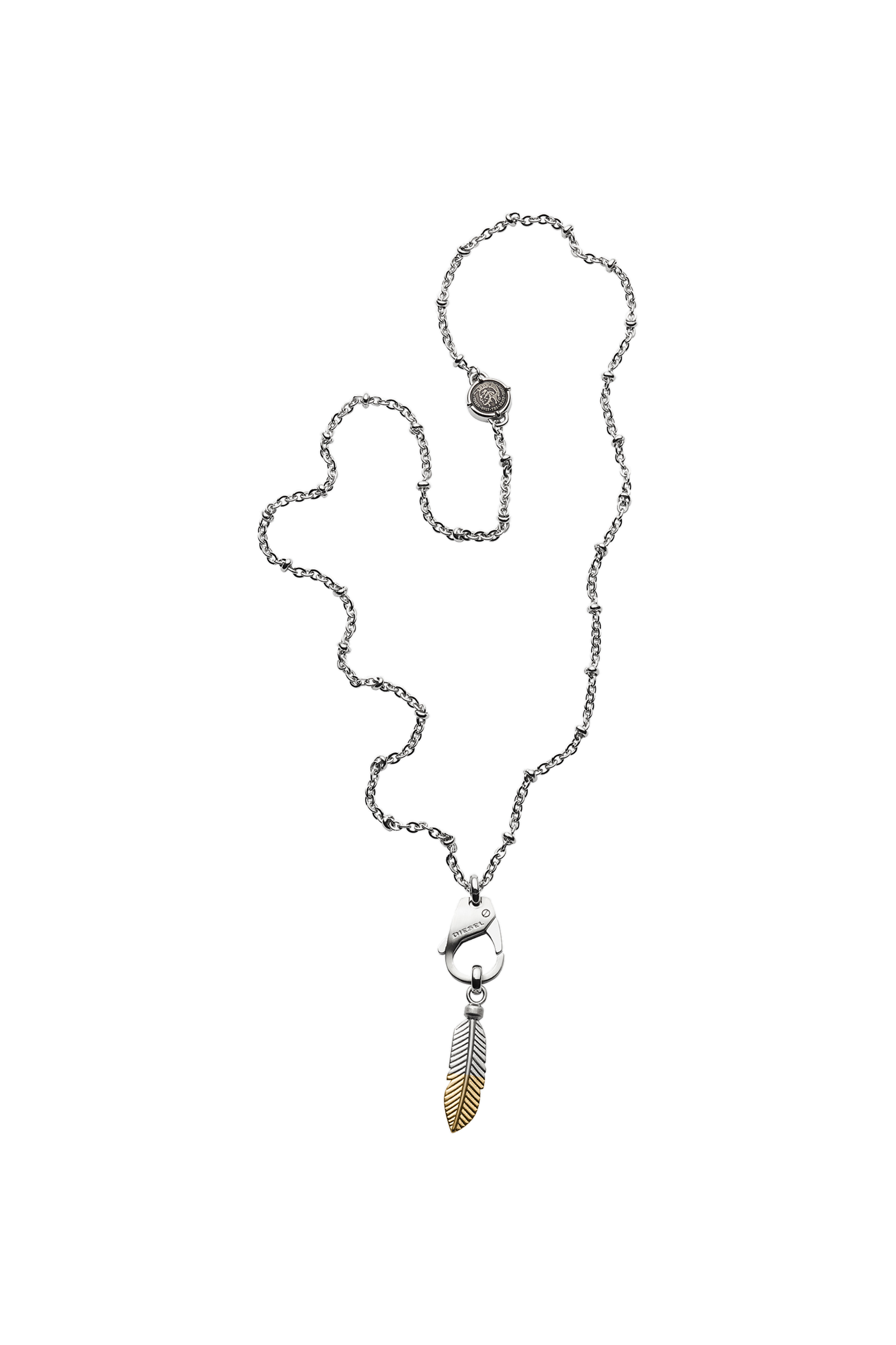 Diesel - DX1204, Man's Feather pendant stainless steel necklace in Silver - 2
