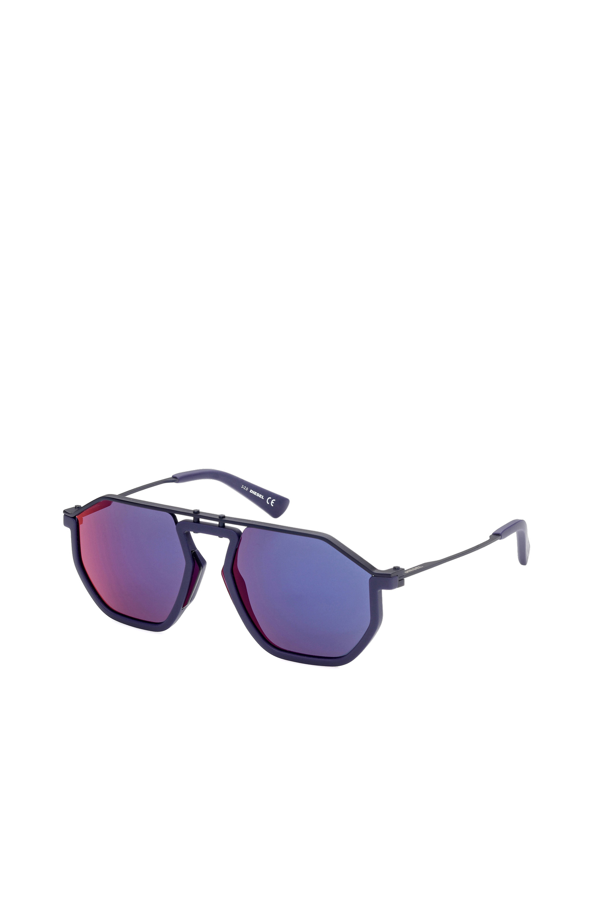 Diesel - DL0346, Unisex's Pilot metal and injection-molded sunglasses in Blue - 3