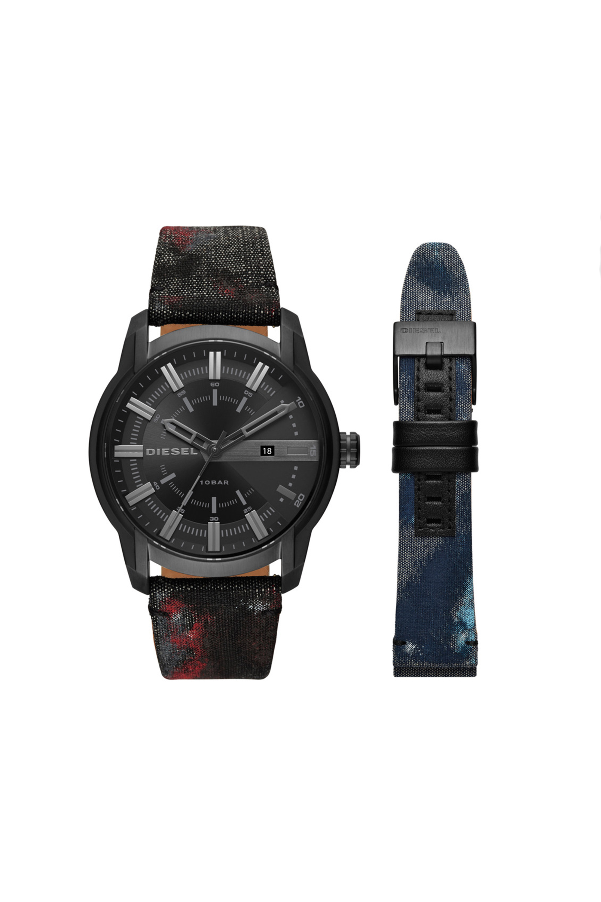 Diesel - DZ1851, Man's Interchangeable denim watch, 45 mm in Black - 1