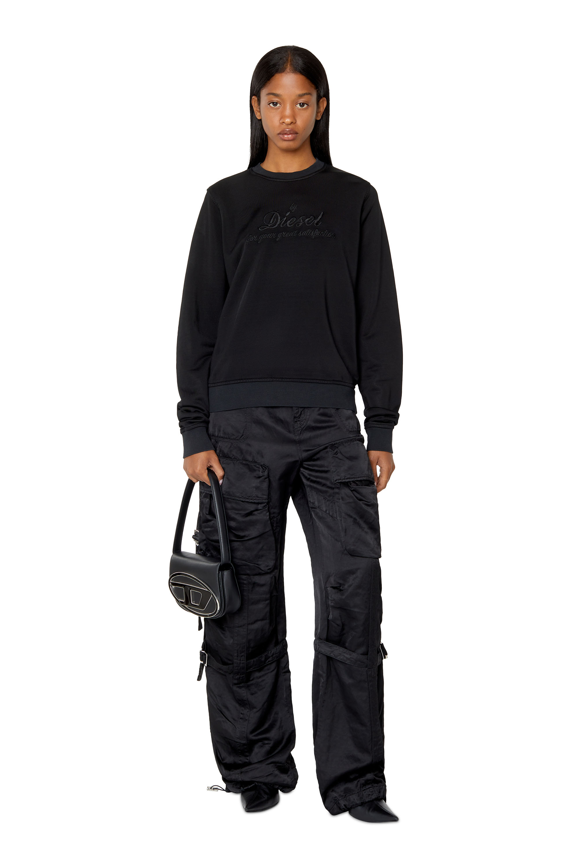 Diesel - P-MALVAROSA, Woman's Cargo pants in stretch satin in Black - 2