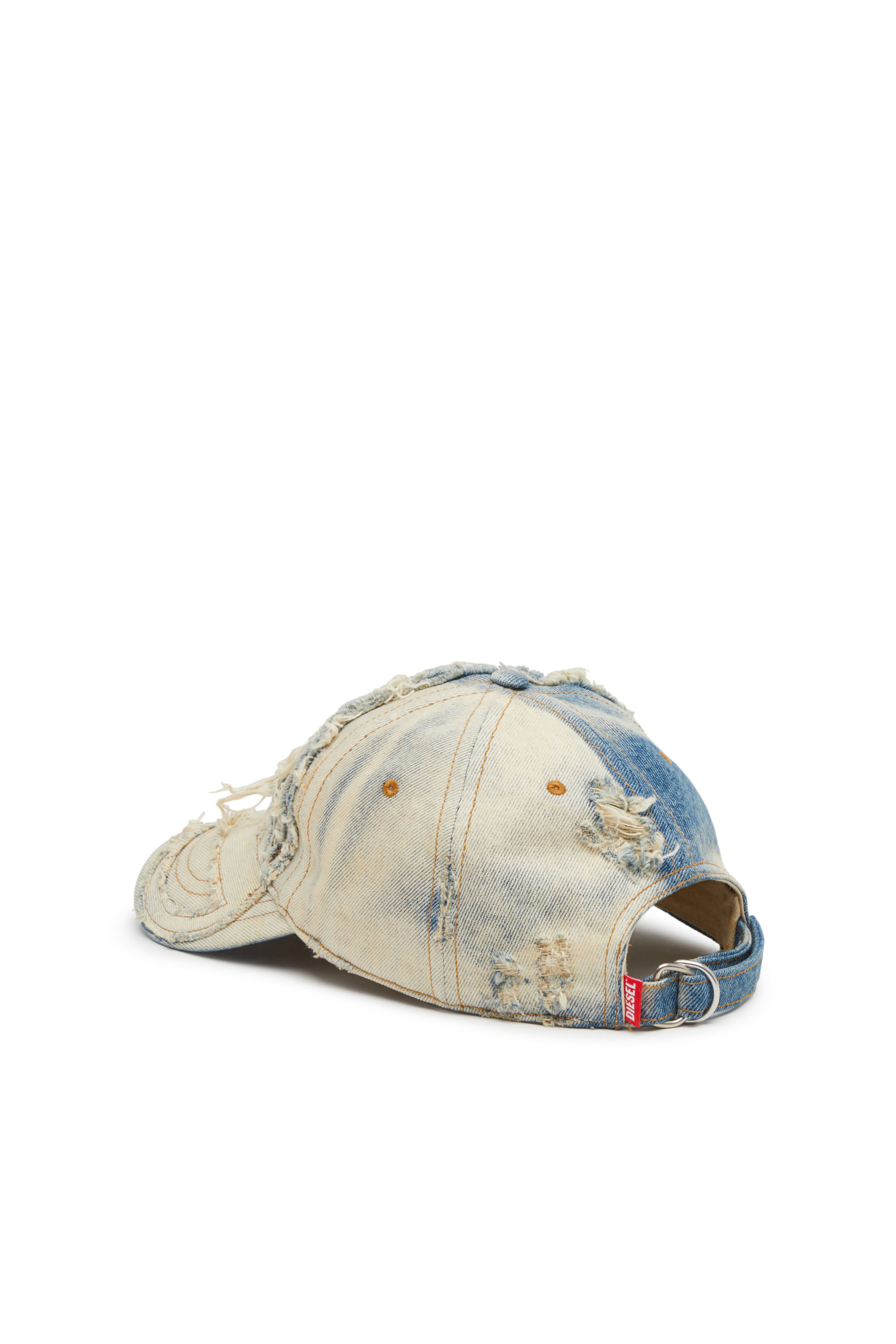 Diesel - C-OBI-DNM, Man's Baseball hat in destroyed denim in Light Blue - 2