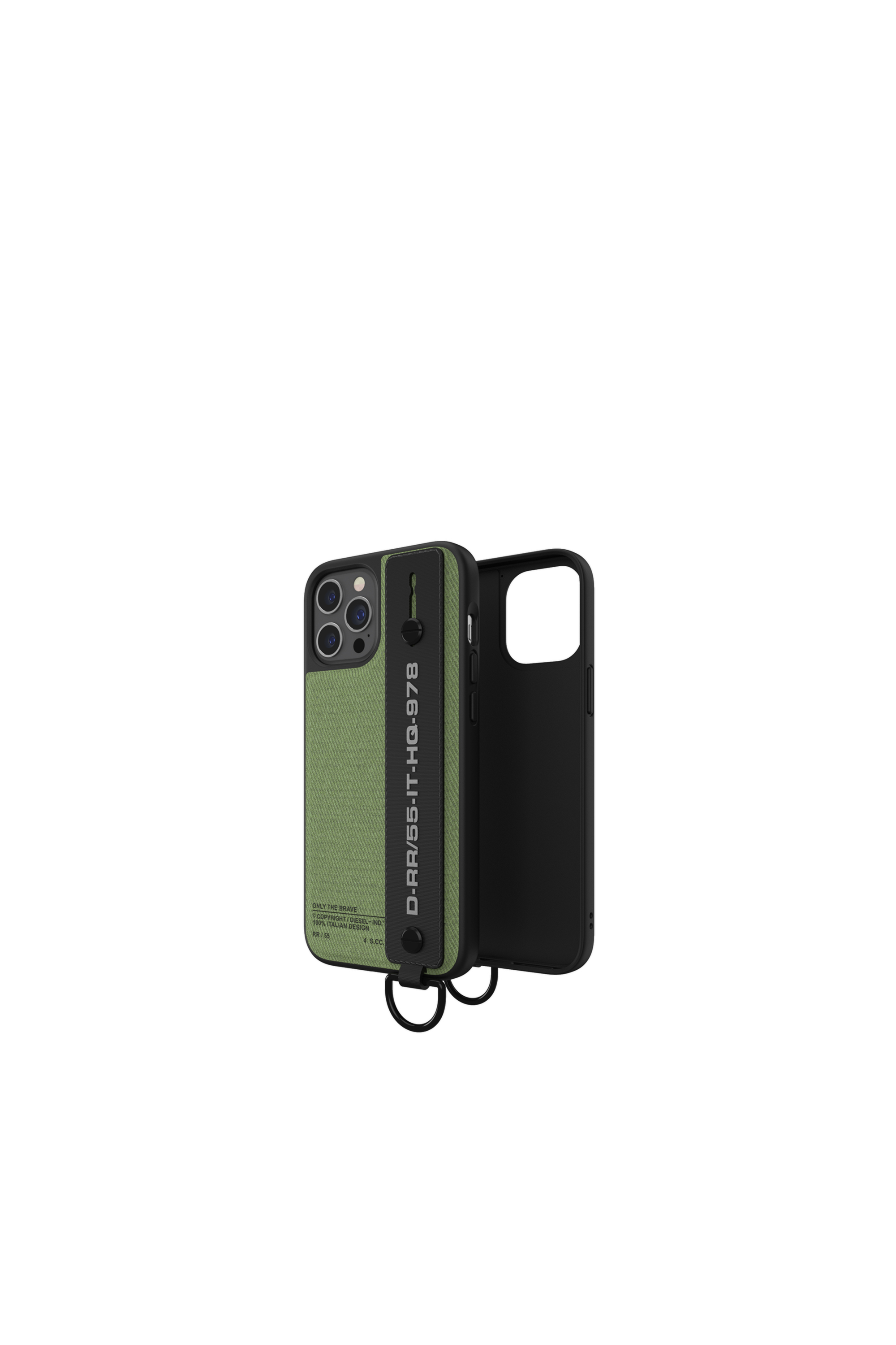 Diesel - 44292  HANDSTRAP CASE, Unisex's Handstrap case utility twill for iPhone 12 Pro Max in Green - 1
